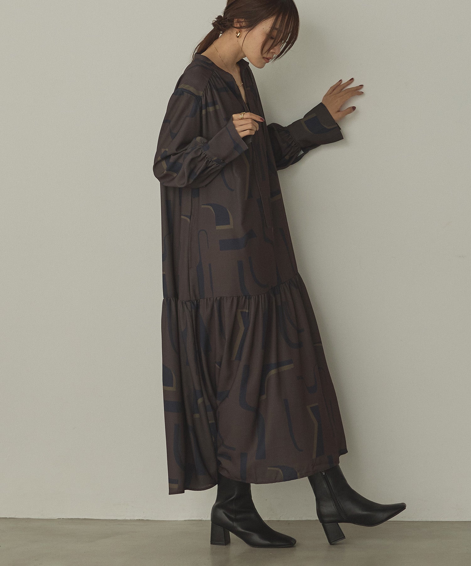 ジョーゼット柄 プリントワンピース