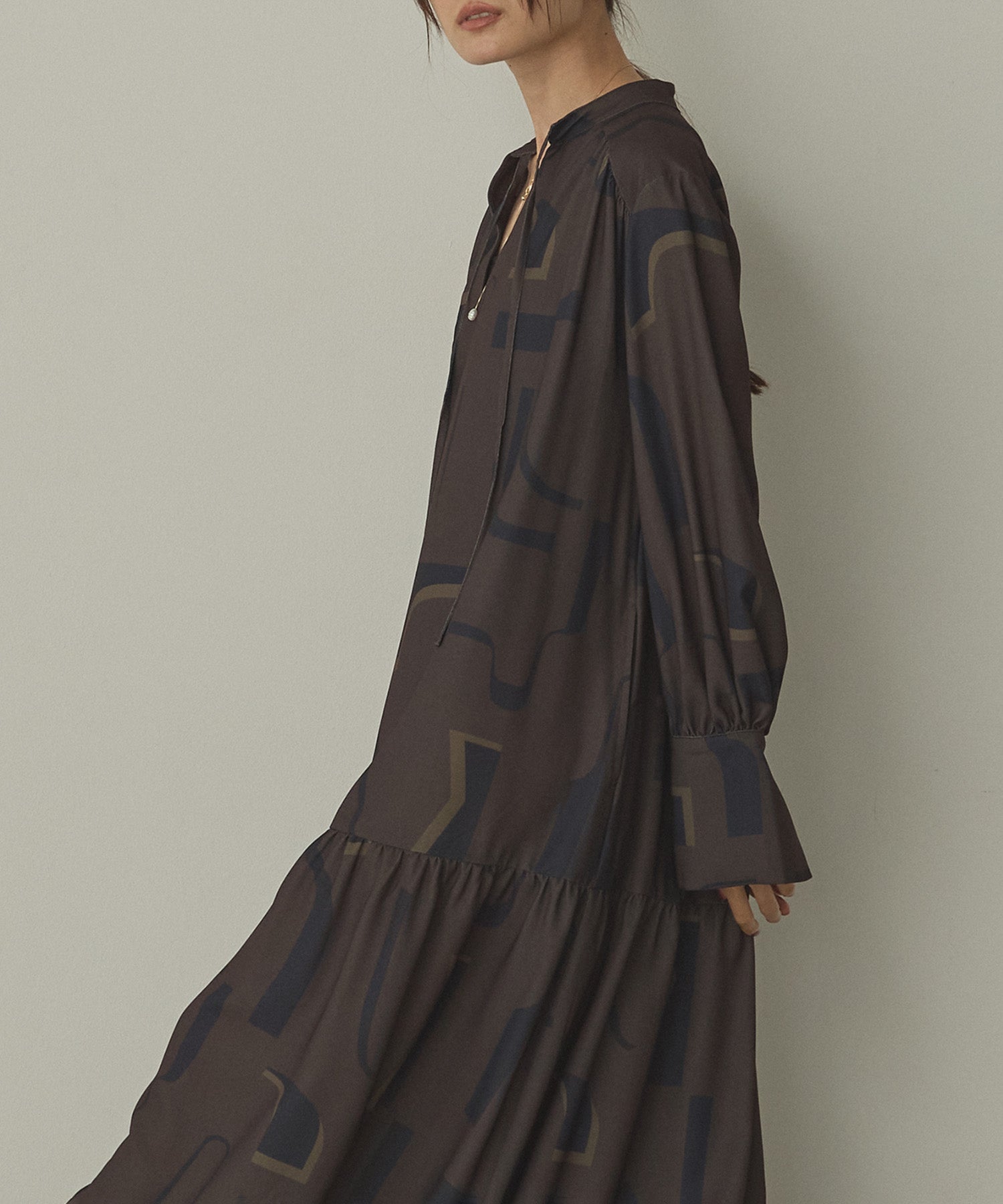 ジョーゼット柄 プリントワンピース