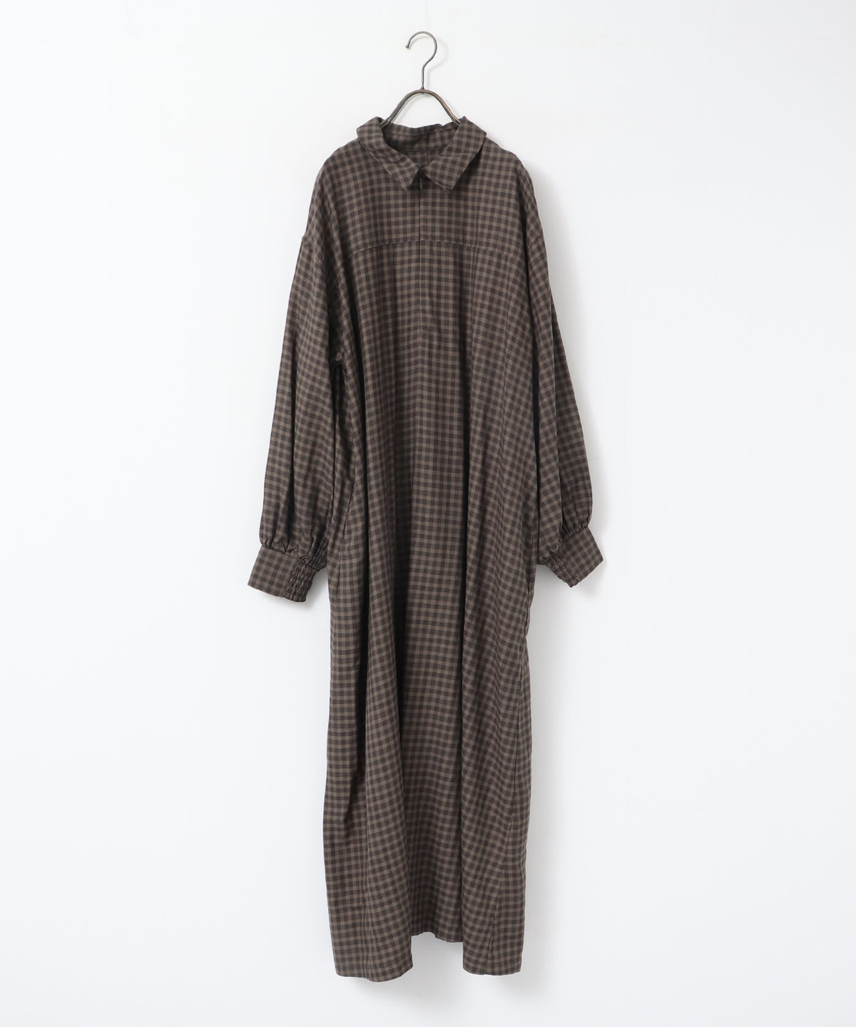 HALF-ZIP CHECKERED DRESS