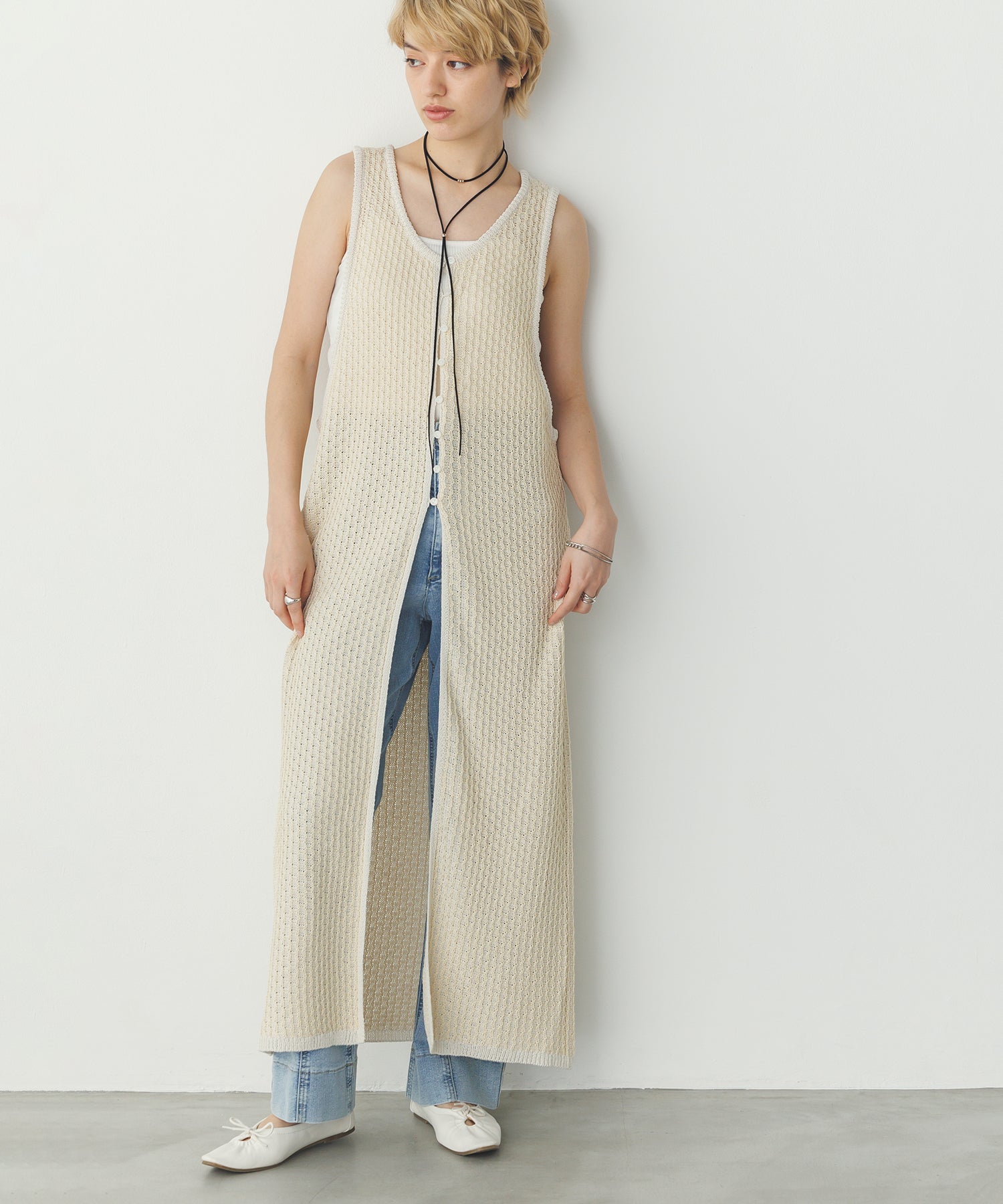 PATTERN KNITTING 2WAY ONE-PIECE