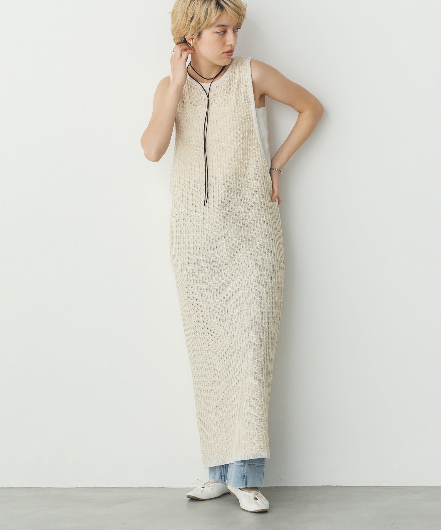 PATTERN KNITTING 2WAY ONE-PIECE