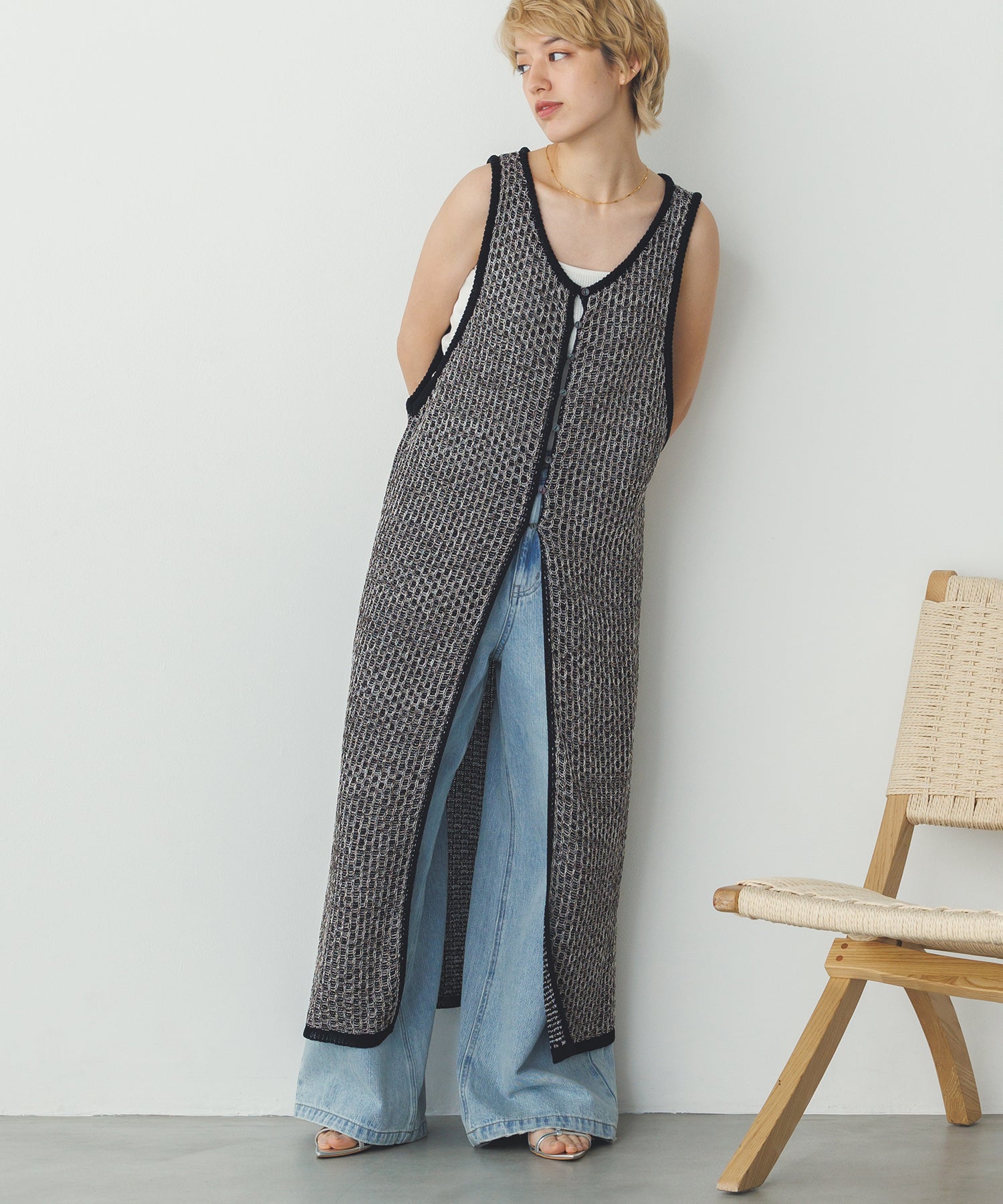 PATTERN KNITTING 2WAY ONE-PIECE