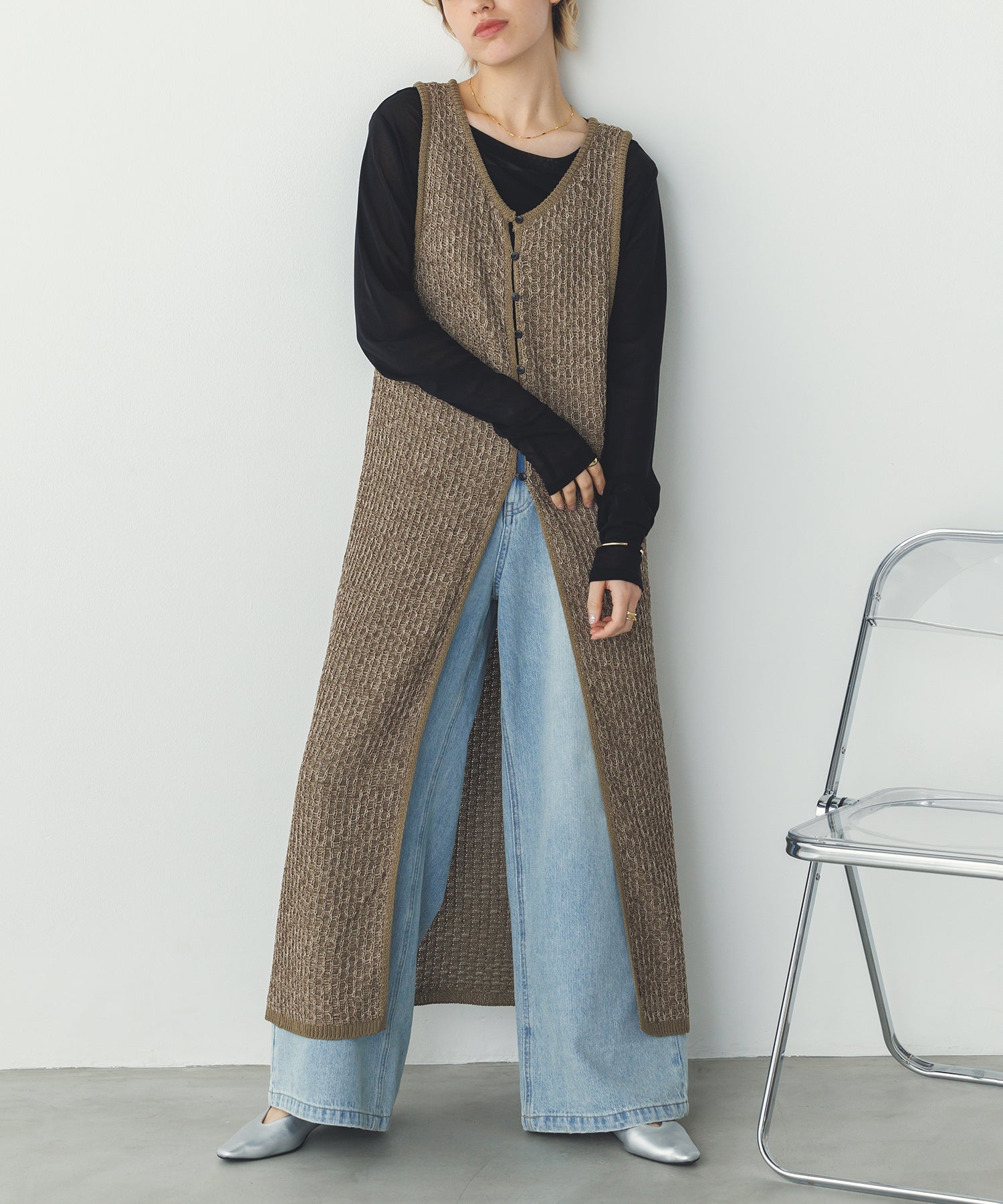 PATTERN KNITTING 2WAY ONE-PIECE