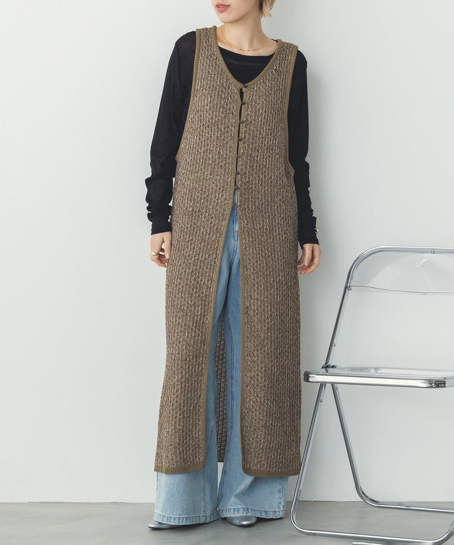 PATTERN KNITTING 2WAY ONE-PIECE