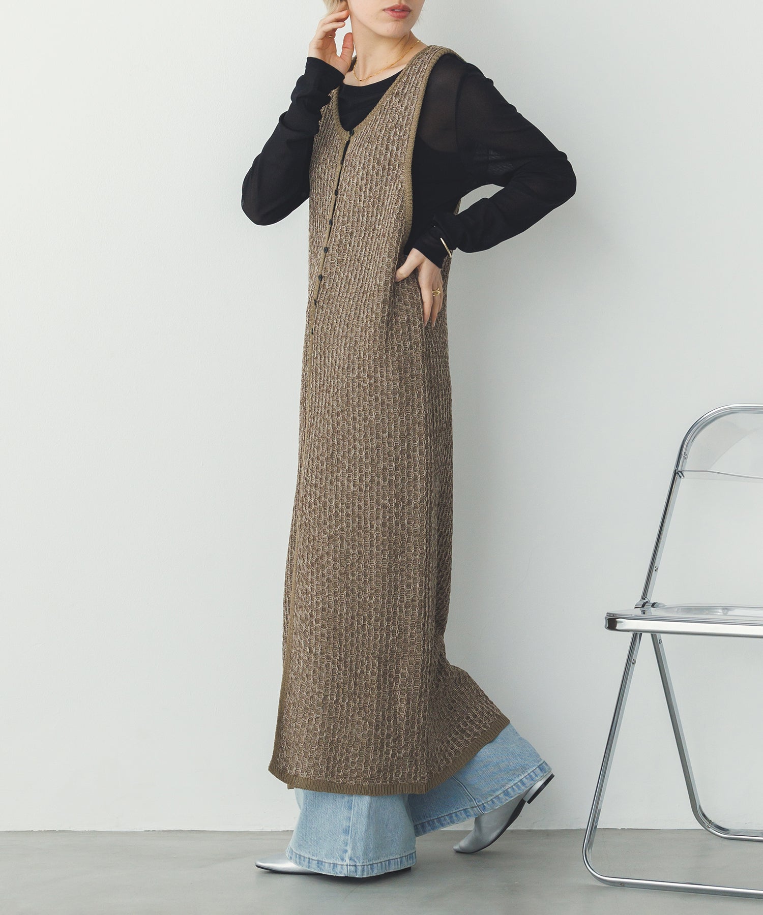 PATTERN KNITTING 2WAY ONE-PIECE