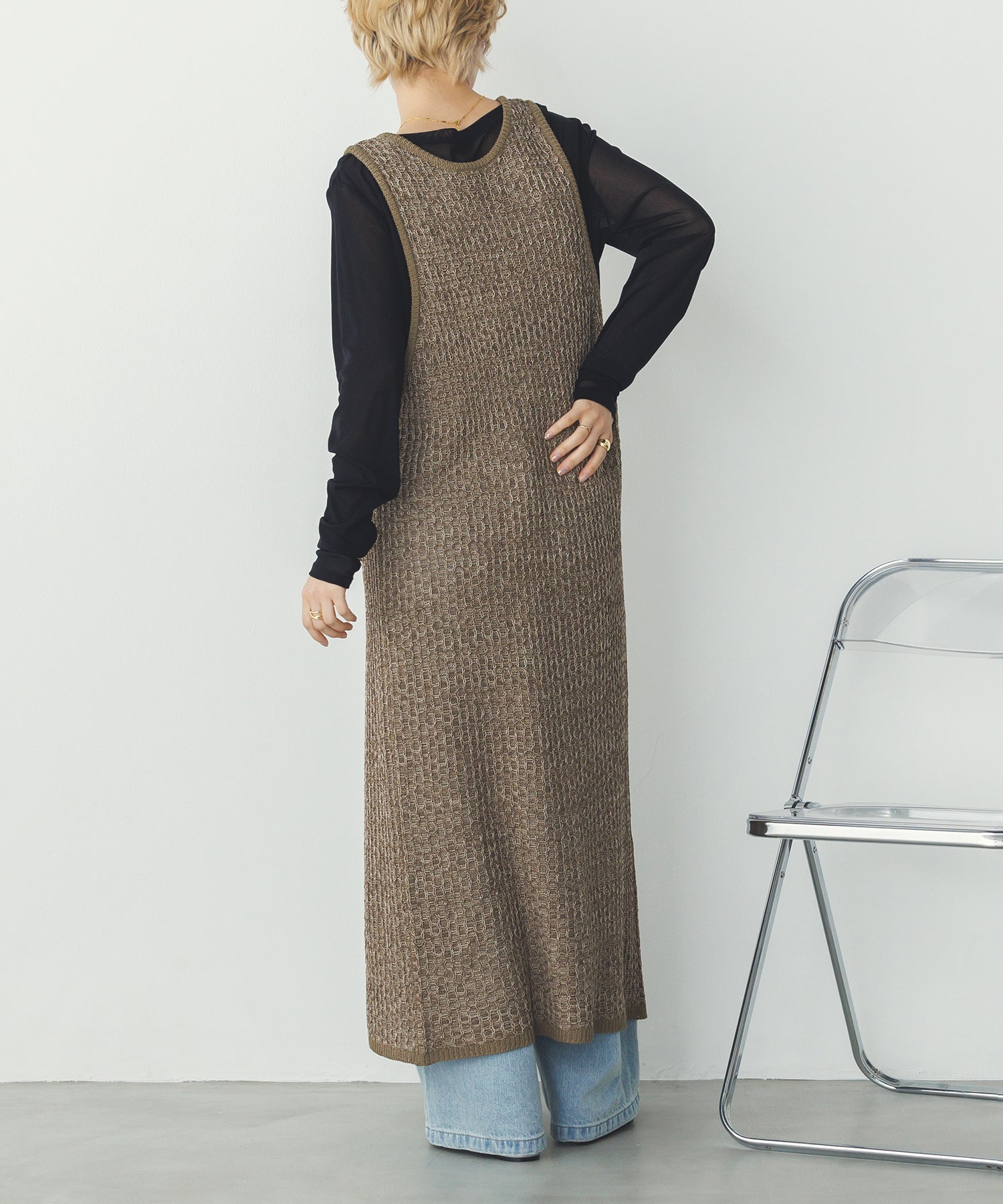 PATTERN KNITTING 2WAY ONE-PIECE