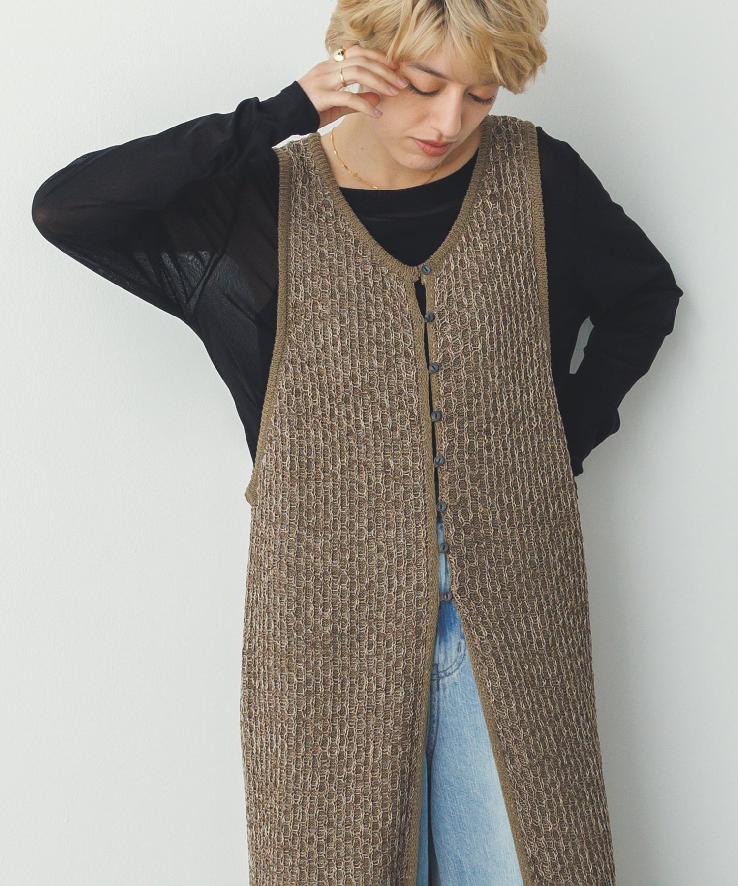 PATTERN KNITTING 2WAY ONE-PIECE