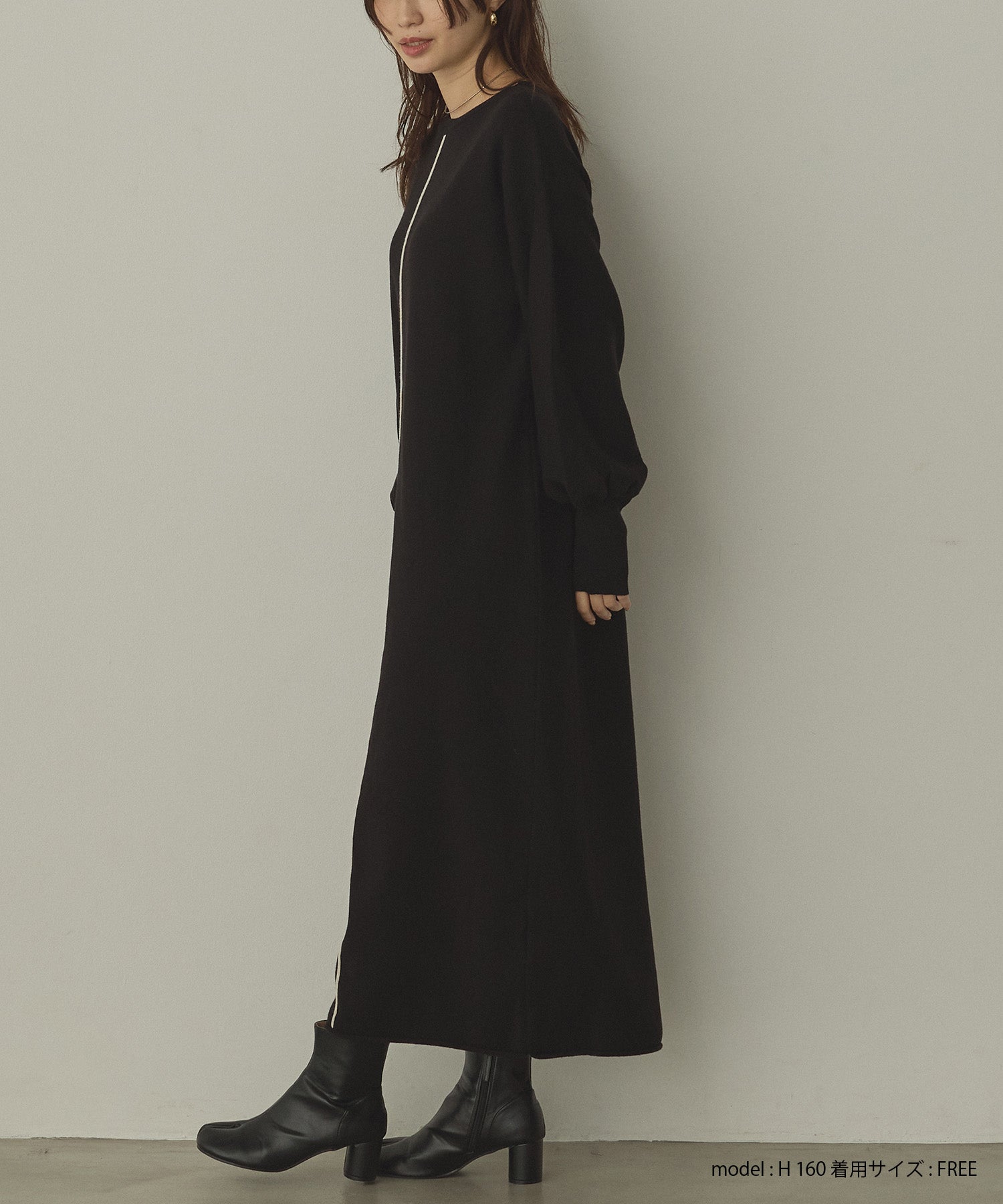 【静電気防止】やわもちヤーン ぽわん袖ワンピース