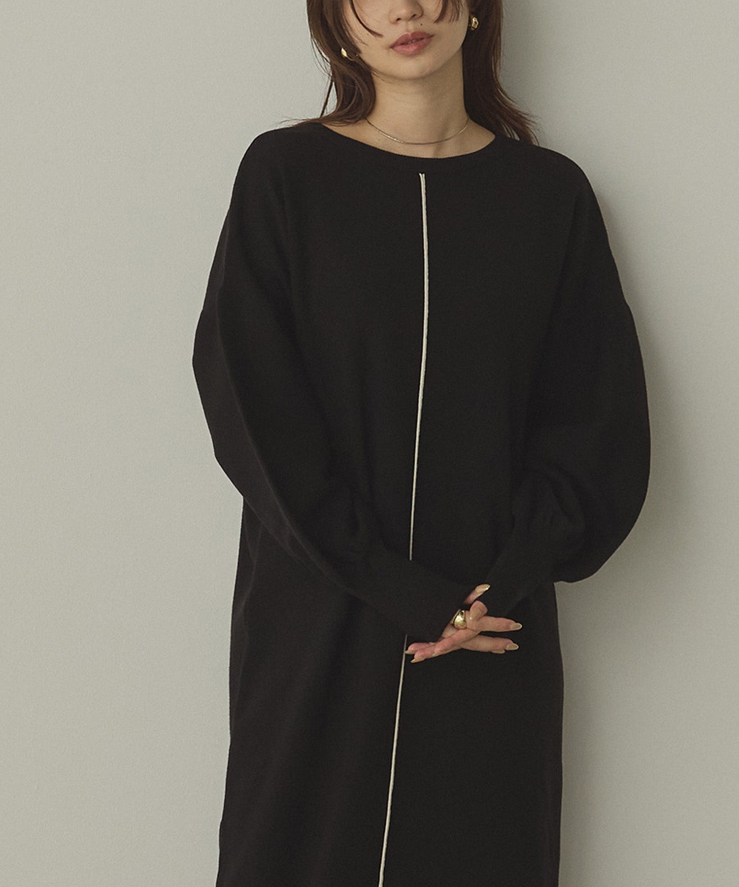 【静電気防止】やわもちヤーン ぽわん袖ワンピース