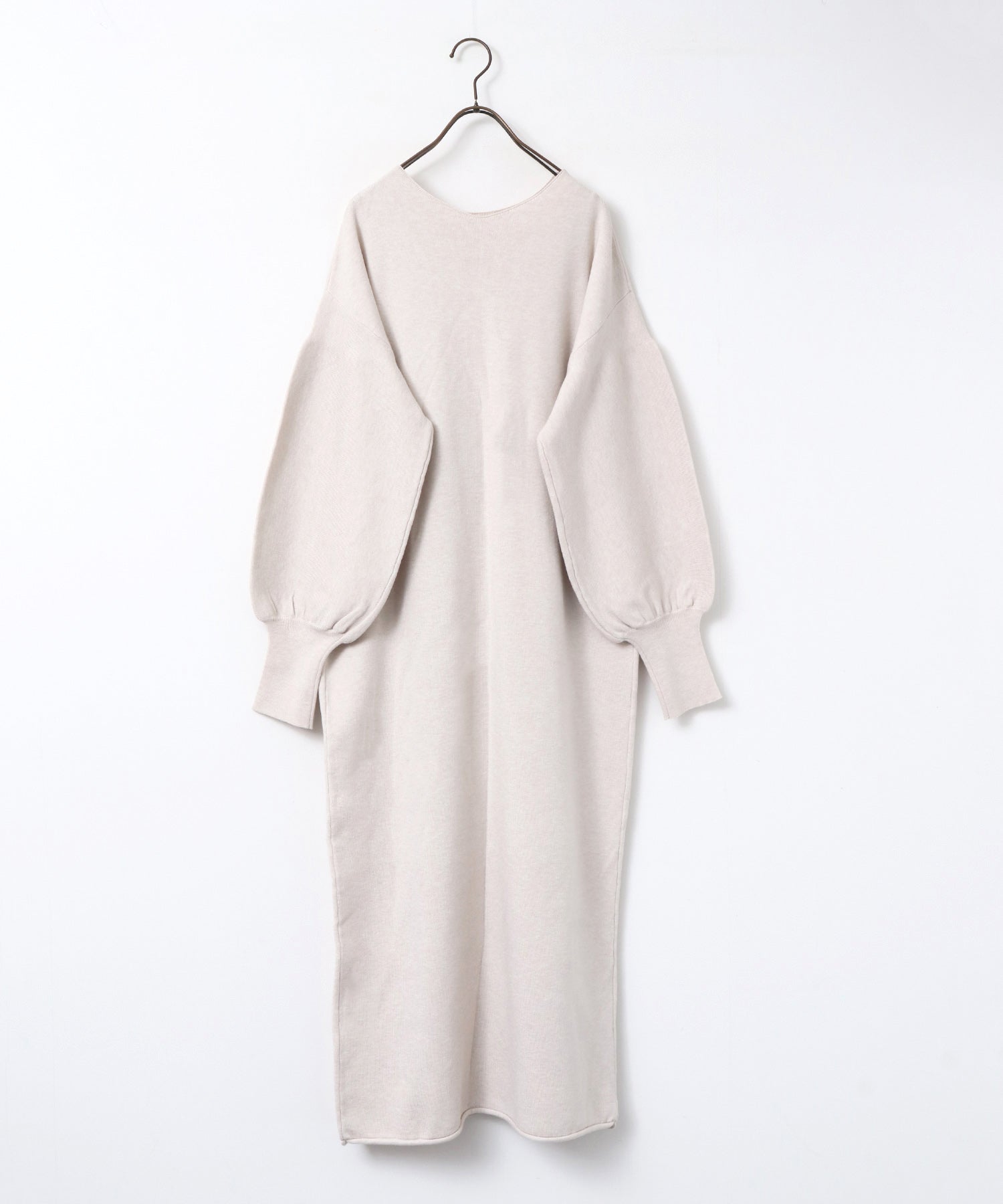 【静電気防止】やわもちヤーン ぽわん袖ワンピース