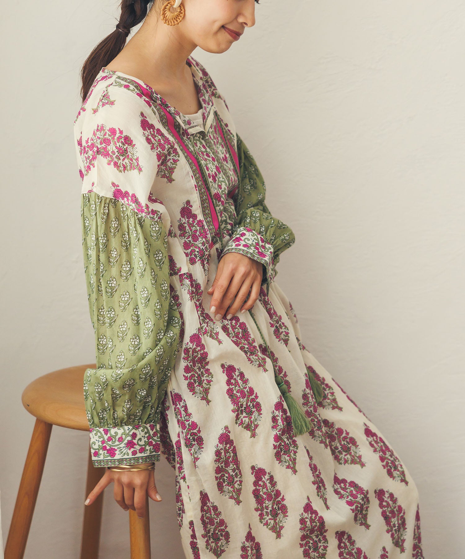 プリント柄フレアワンピース 