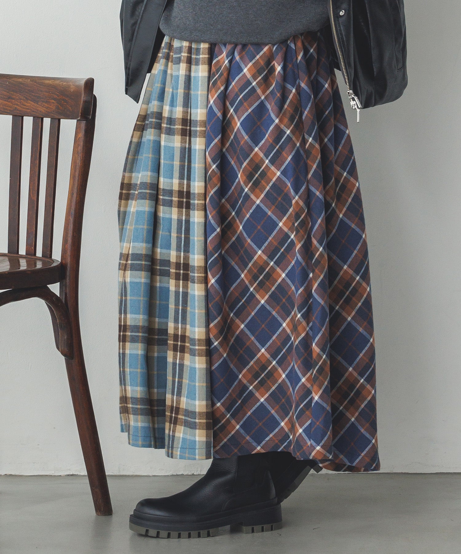 ネルチェックギャザースカート