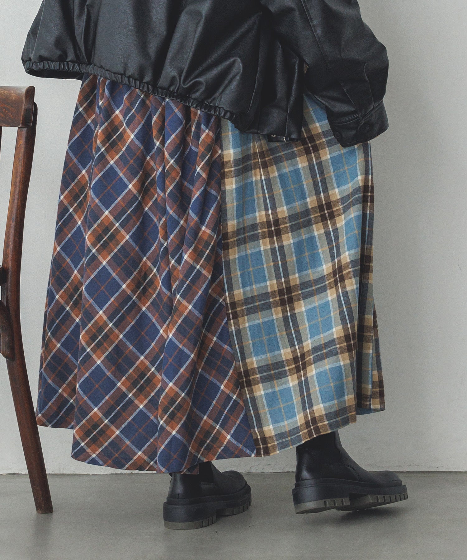 ネルチェックギャザースカート