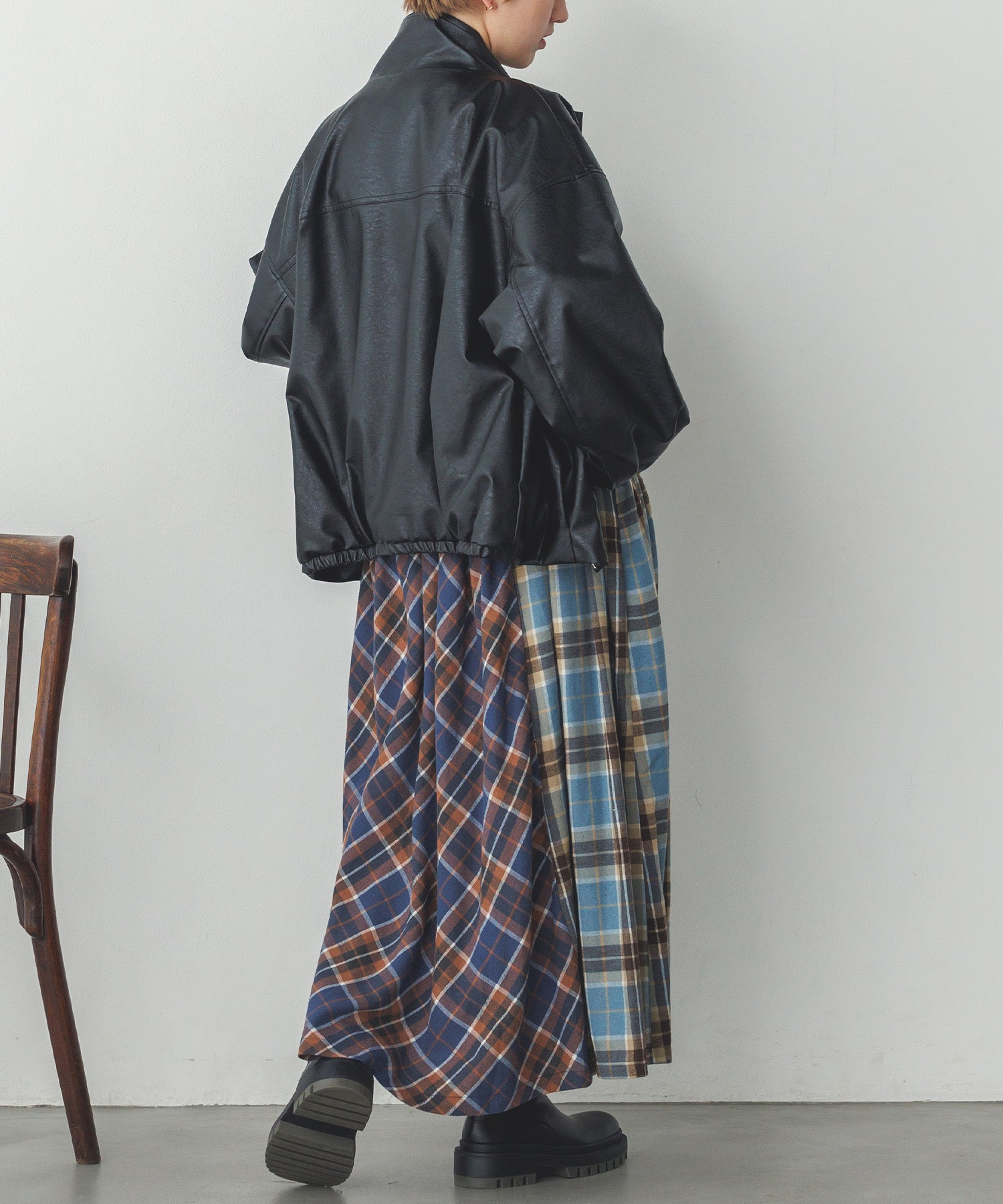 ネルチェックギャザースカート