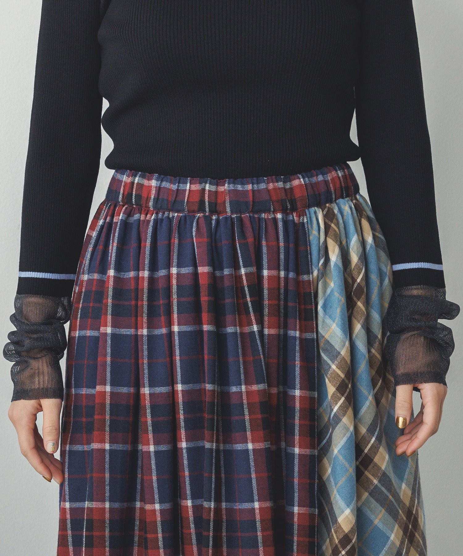 ネルチェックギャザースカート