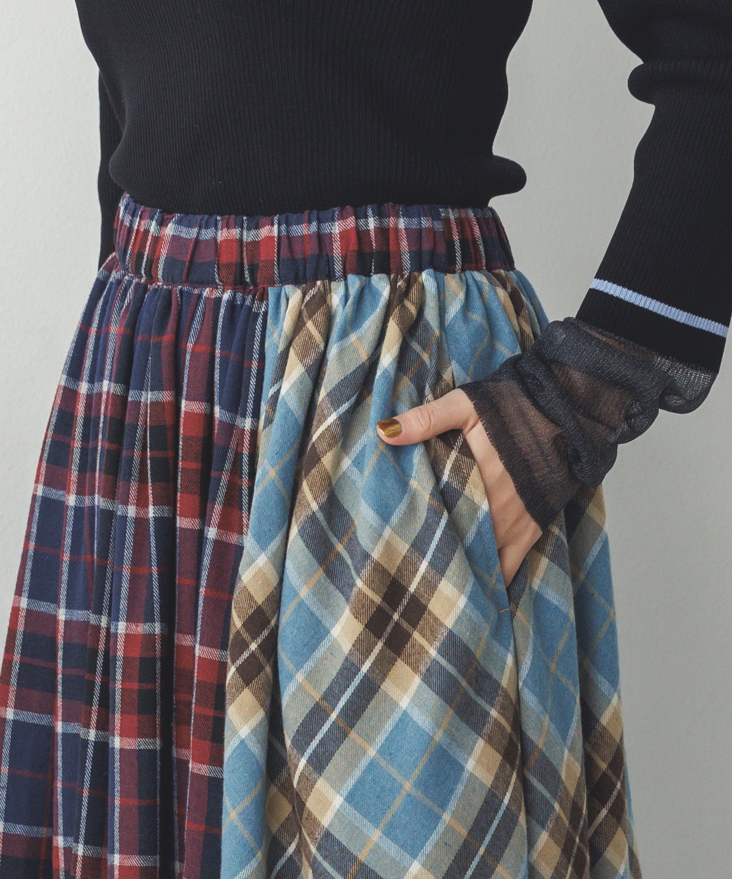 ネルチェックギャザースカート