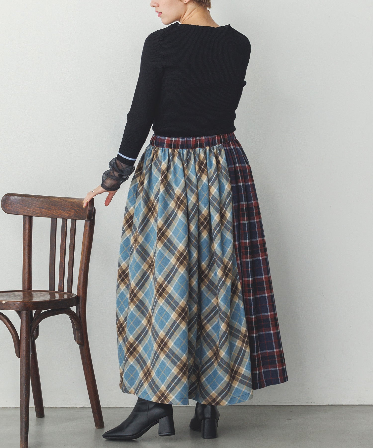 ネルチェックギャザースカート