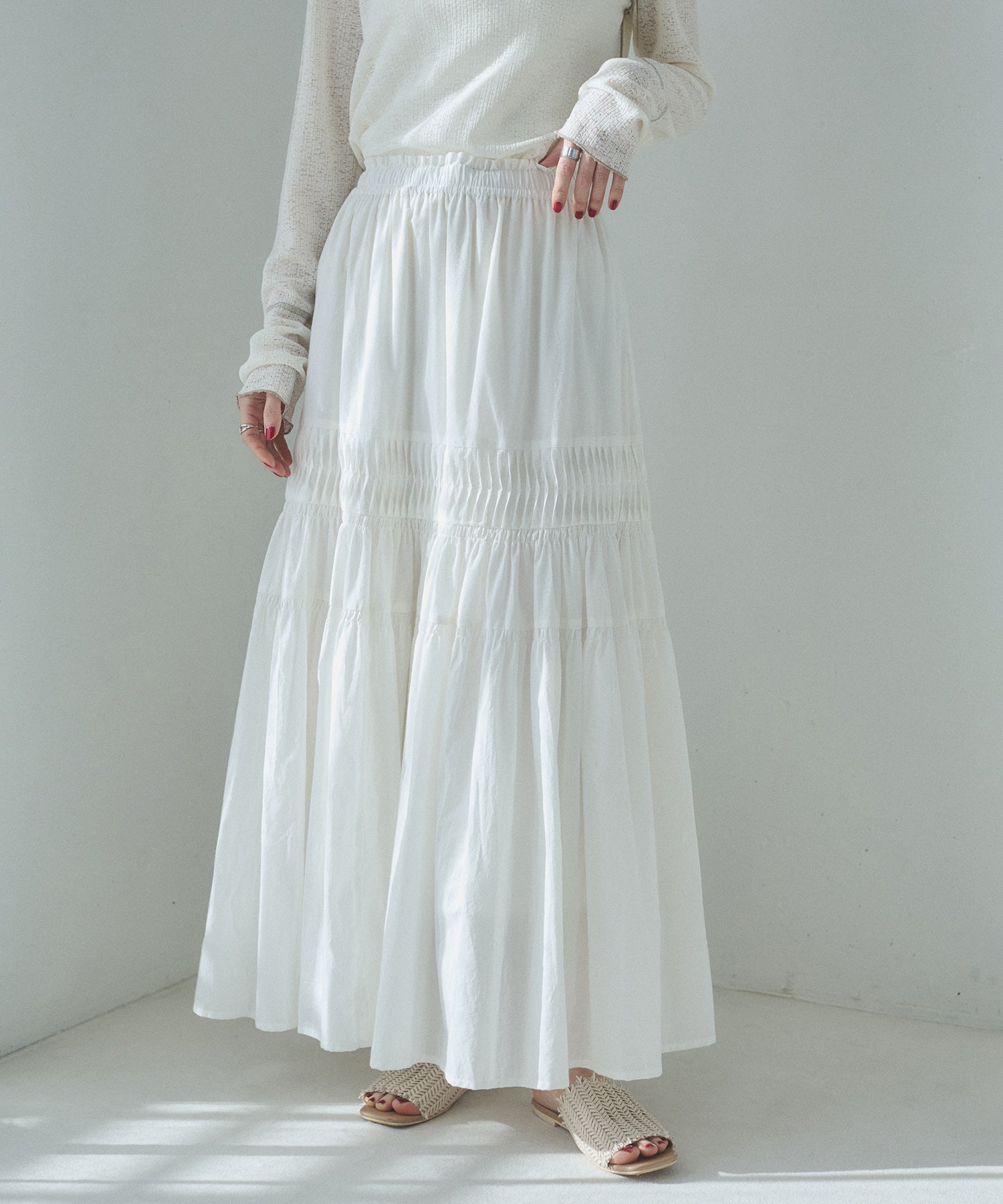 COTTON TUCK GATHER SKIRT