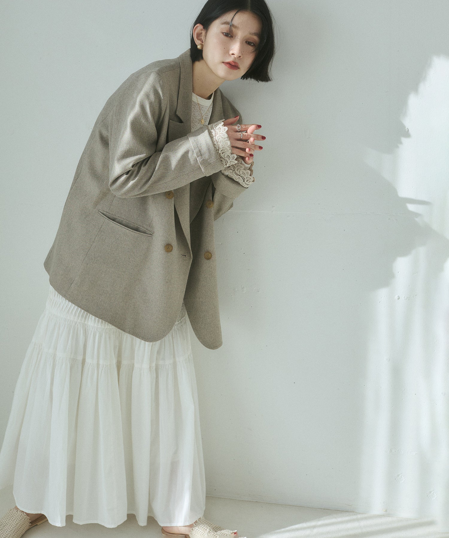 COTTON TUCK GATHER SKIRT