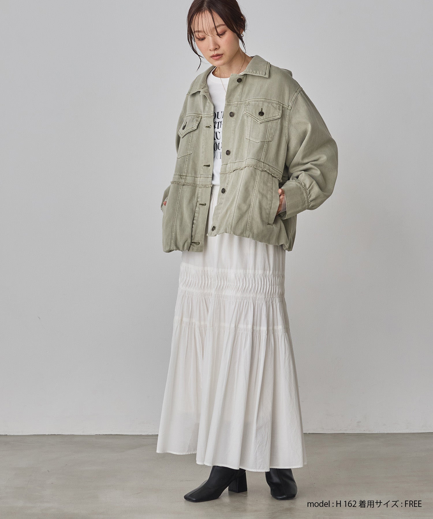 COTTON TUCK GATHER SKIRT