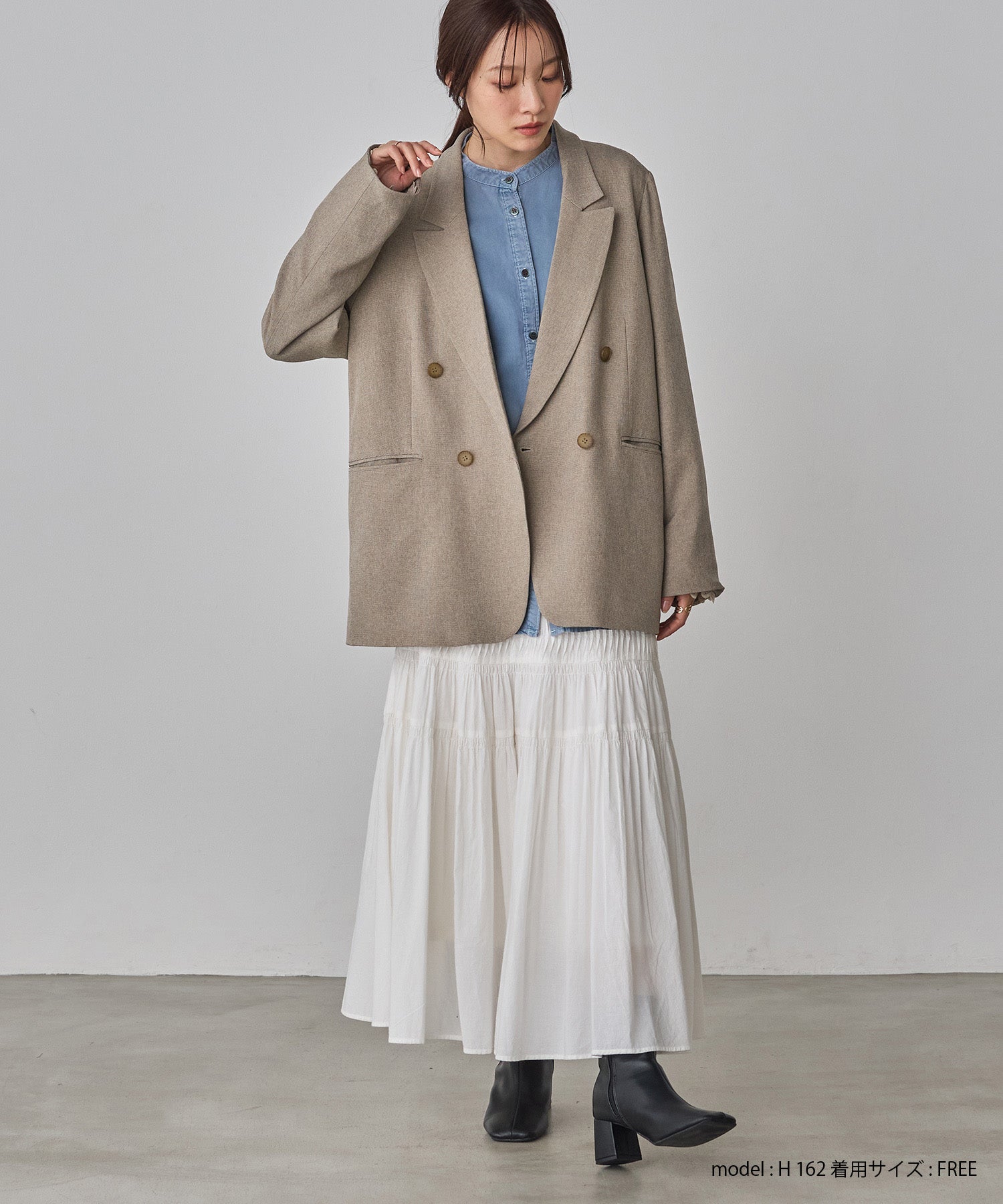 COTTON TUCK GATHER SKIRT