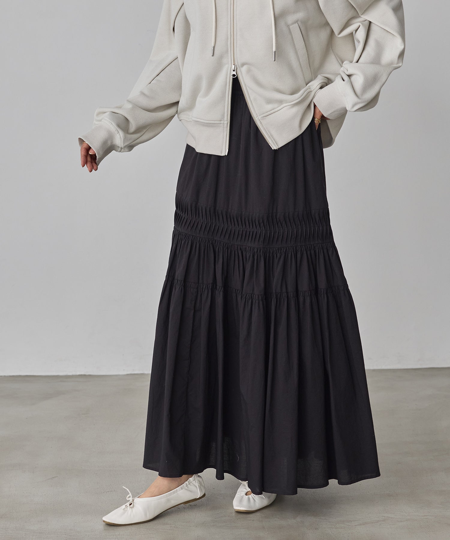 COTTON TUCK GATHER SKIRT