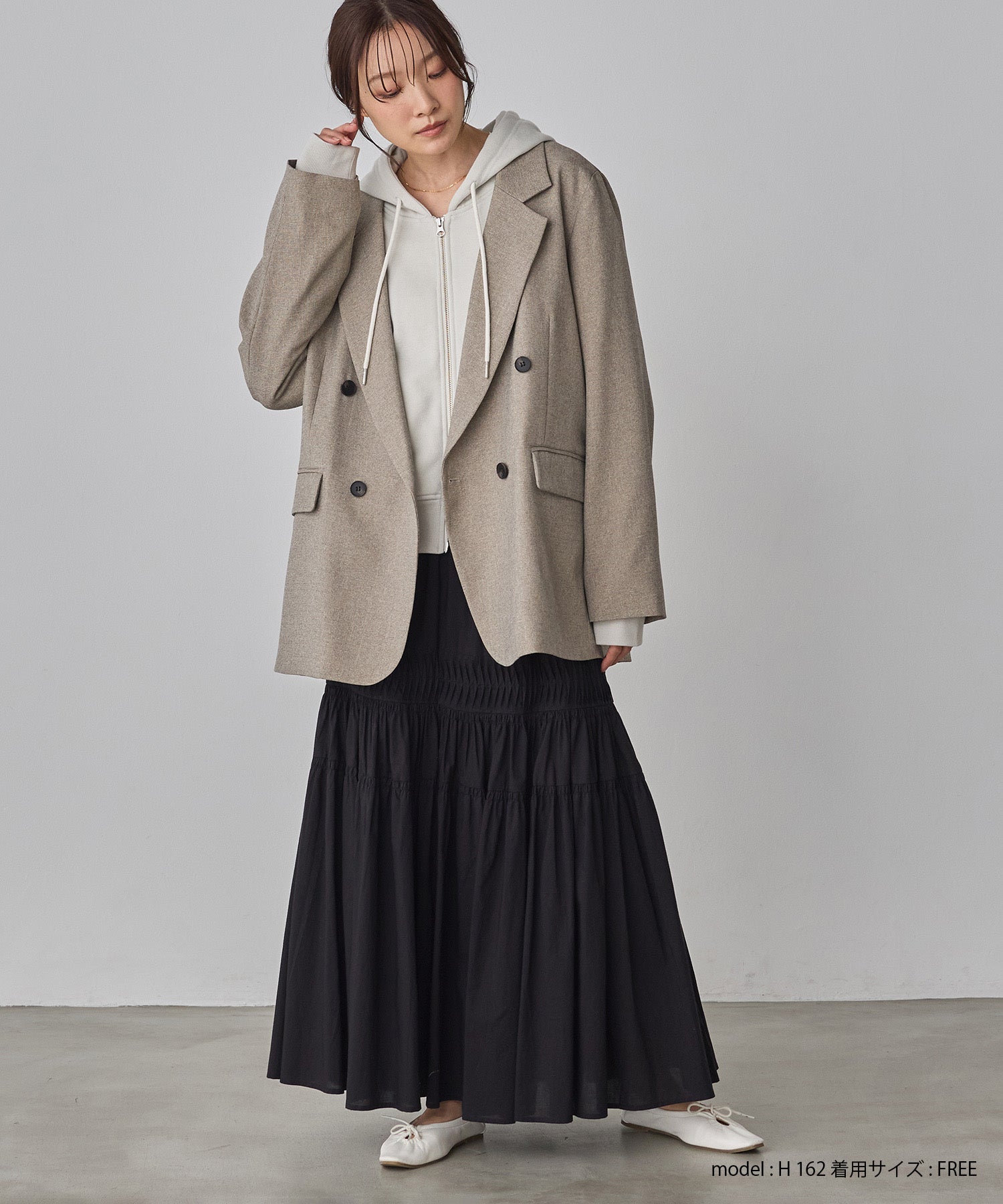COTTON TUCK GATHER SKIRT