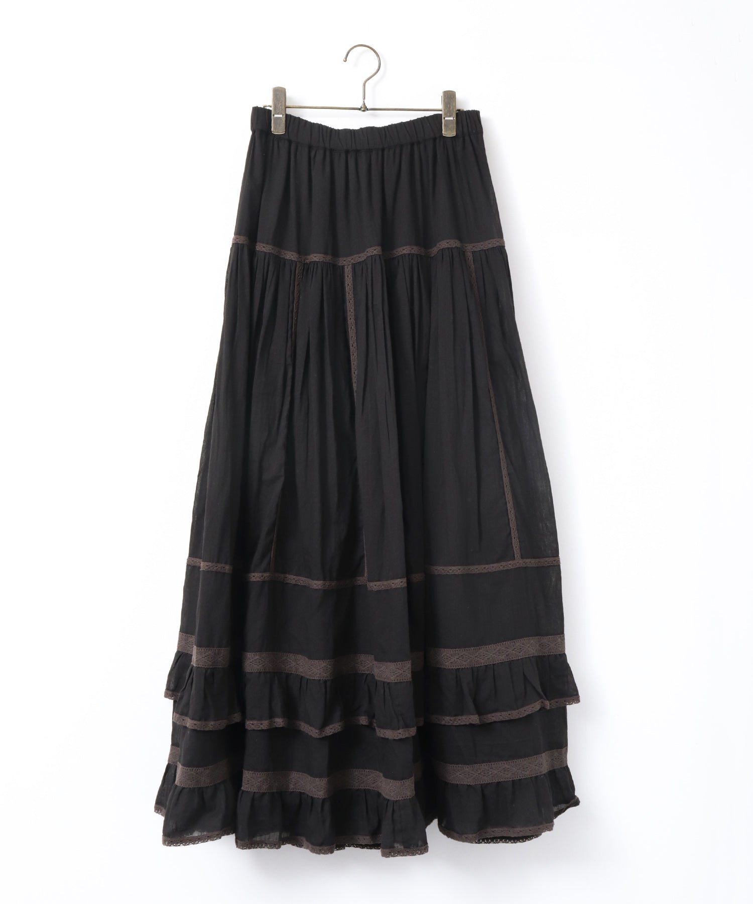 LACE-PATTERNED TIERED SKIRT