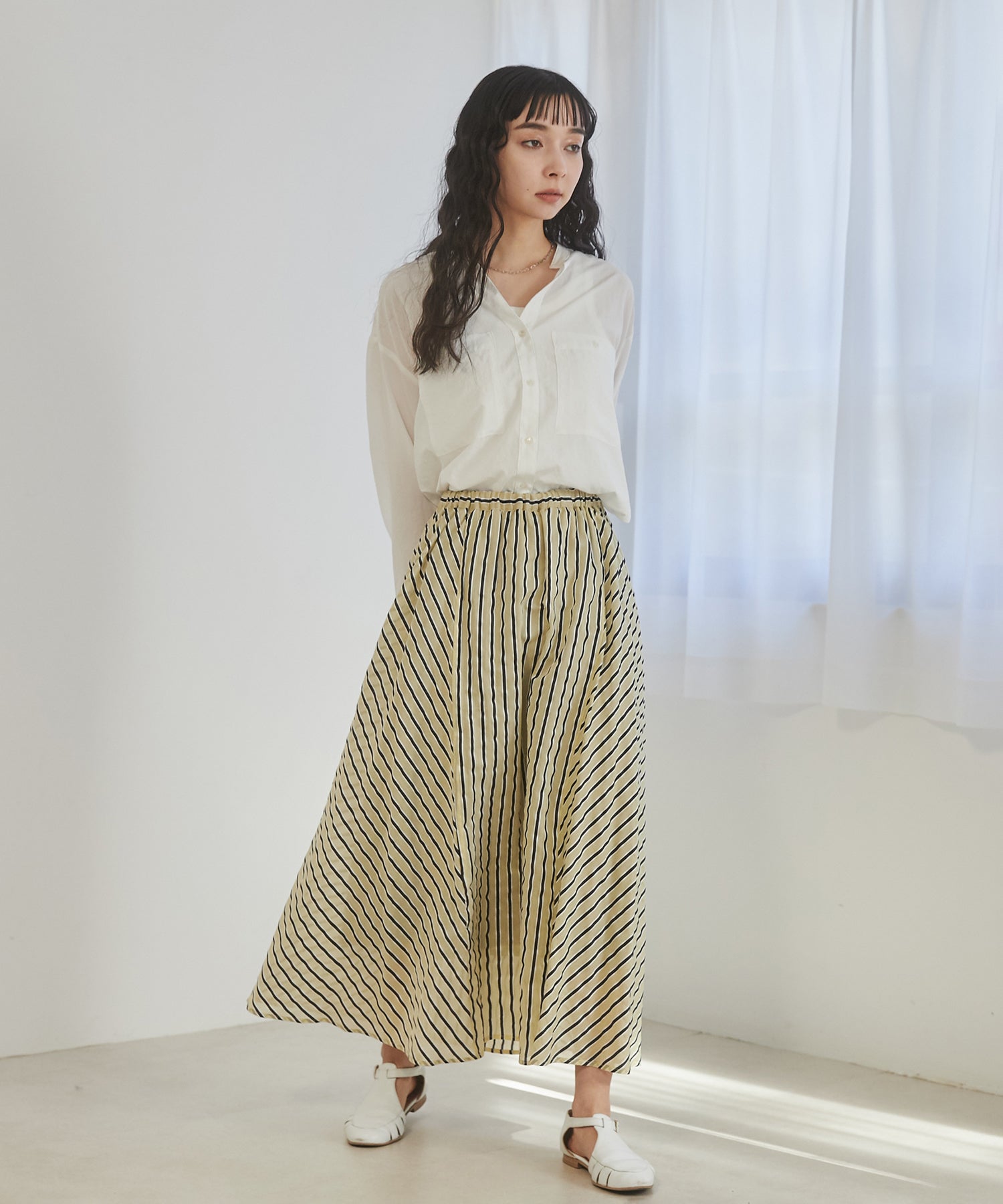 ストライプ切替スカート