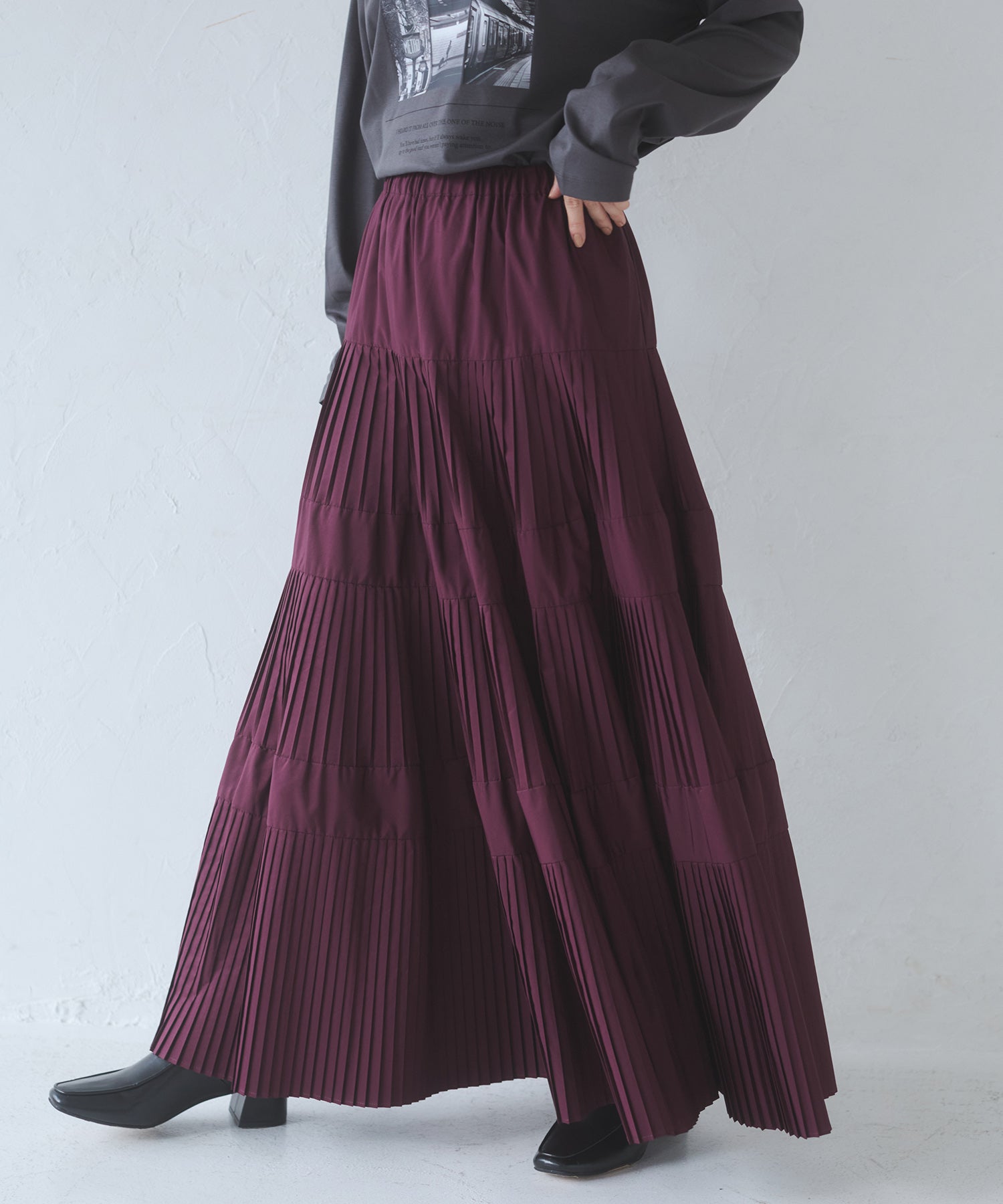 【新色追加】プリーツティアードスカート