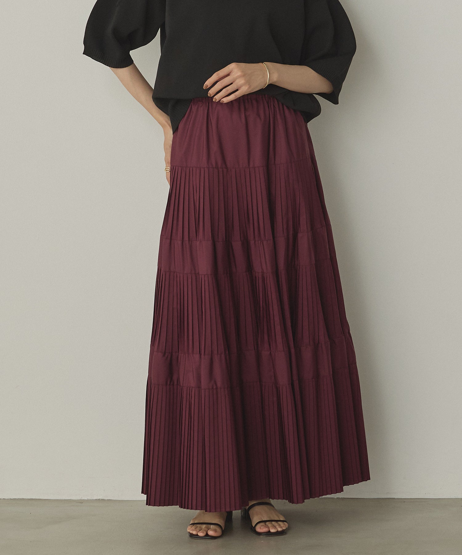 【新色追加】プリーツティアードスカート