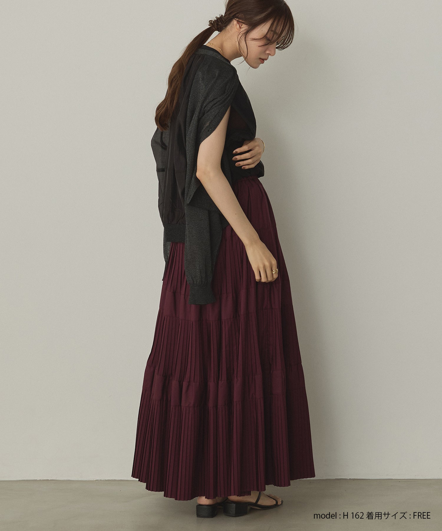 【新色追加】プリーツティアードスカート