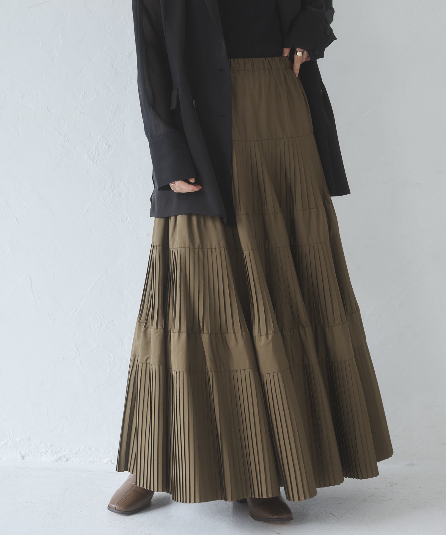 【新色追加】プリーツティアードスカート