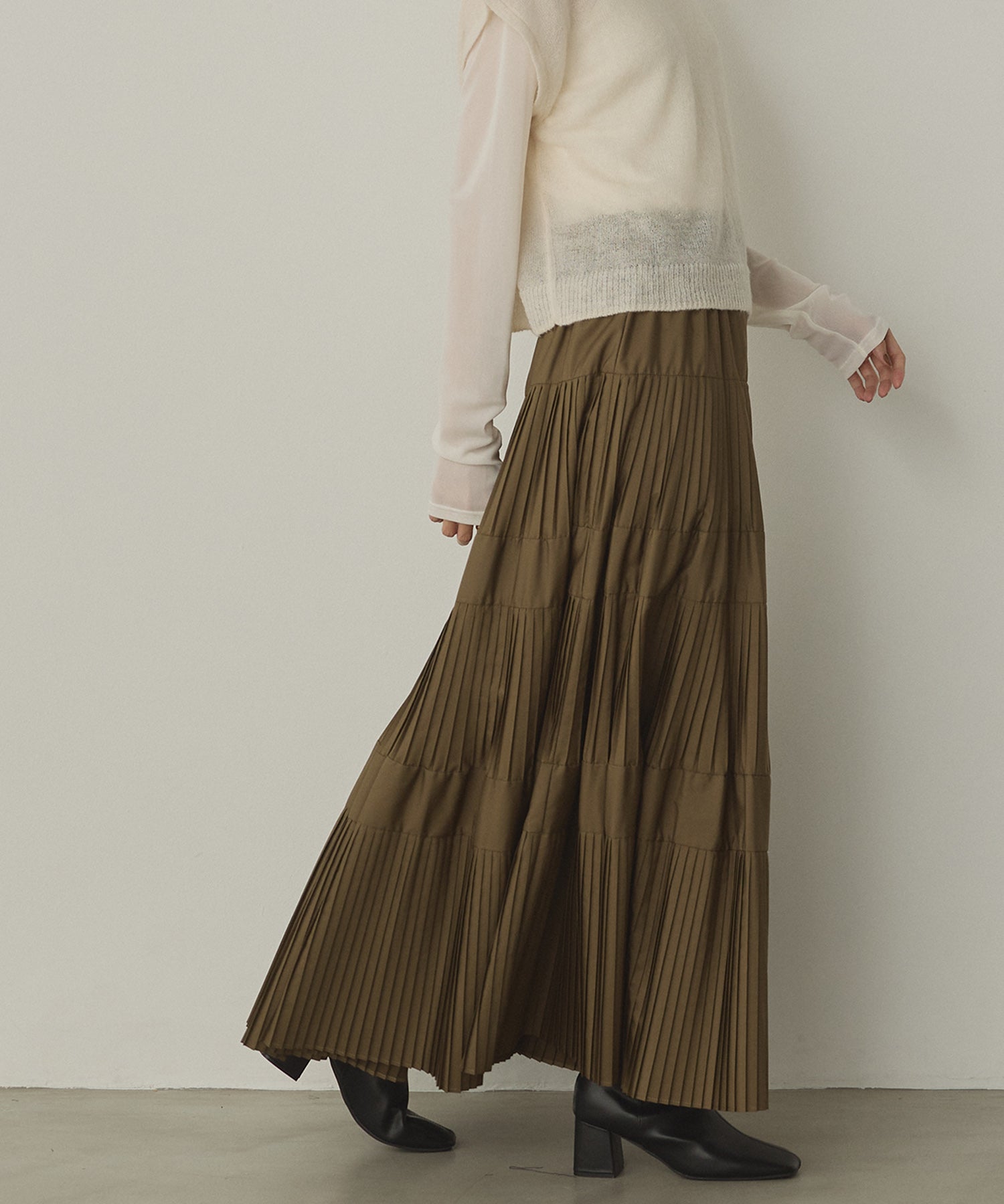 【新色追加】プリーツティアードスカート