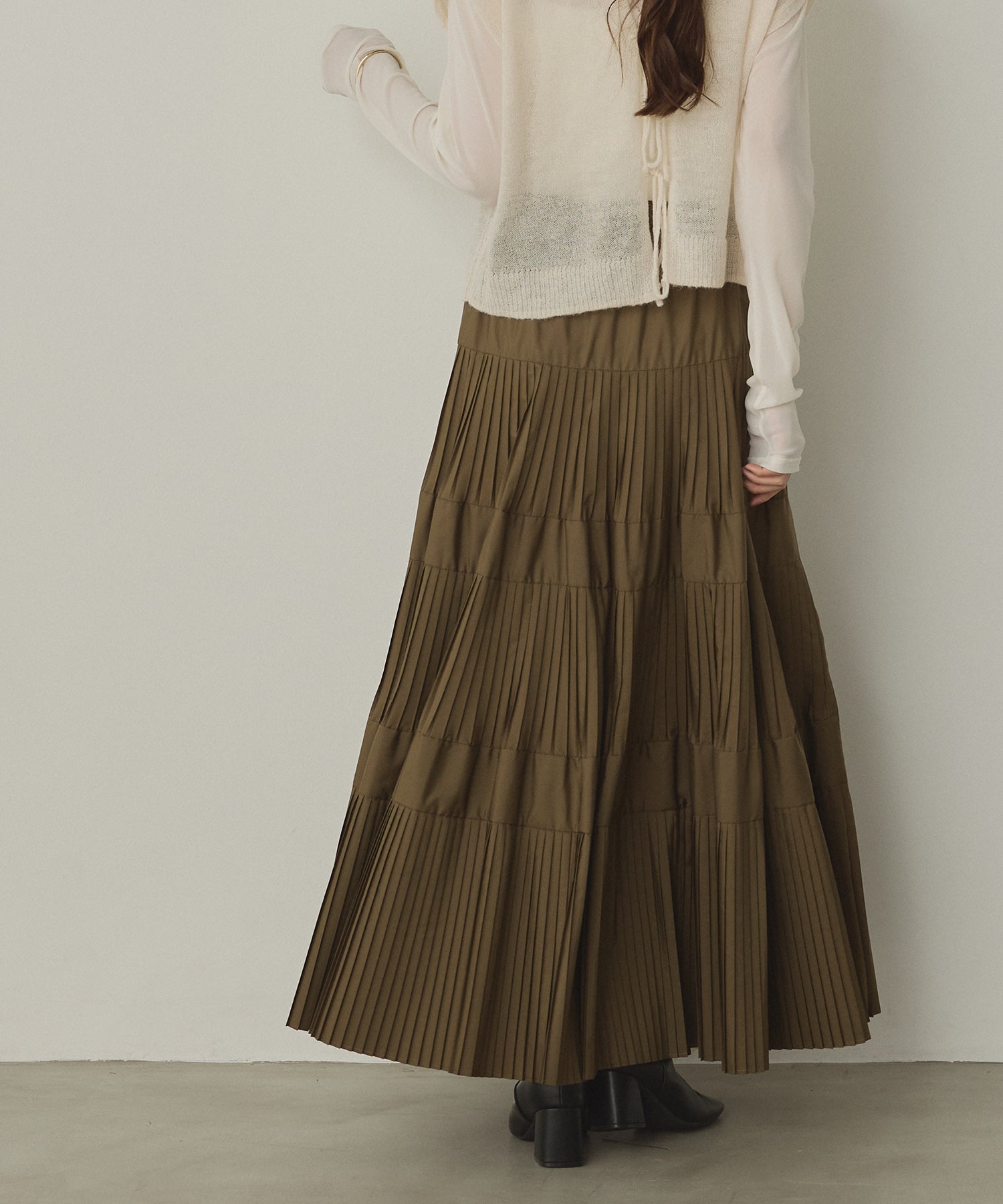 【新色追加】プリーツティアードスカート