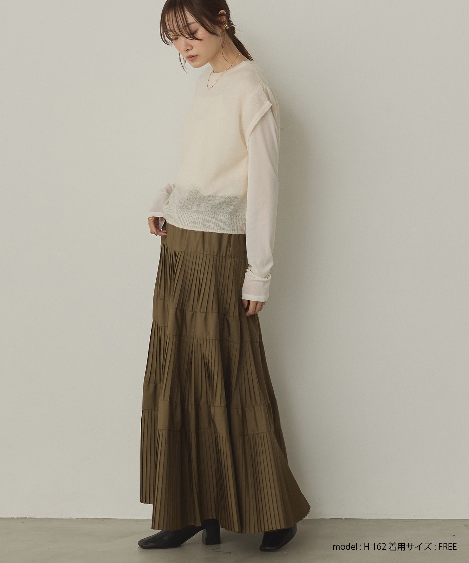 【新色追加】プリーツティアードスカート