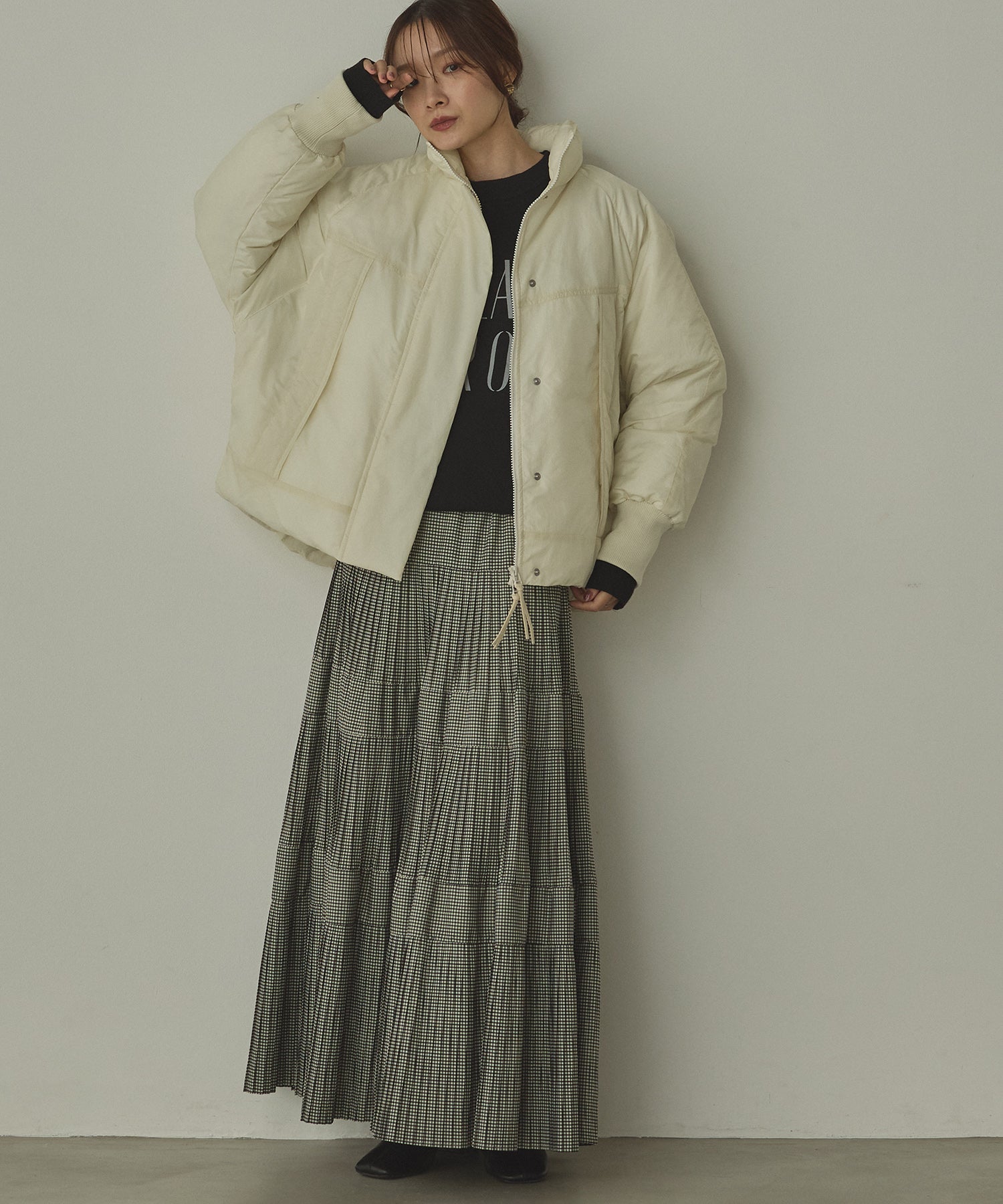 PLEATED TIERED SKIRT