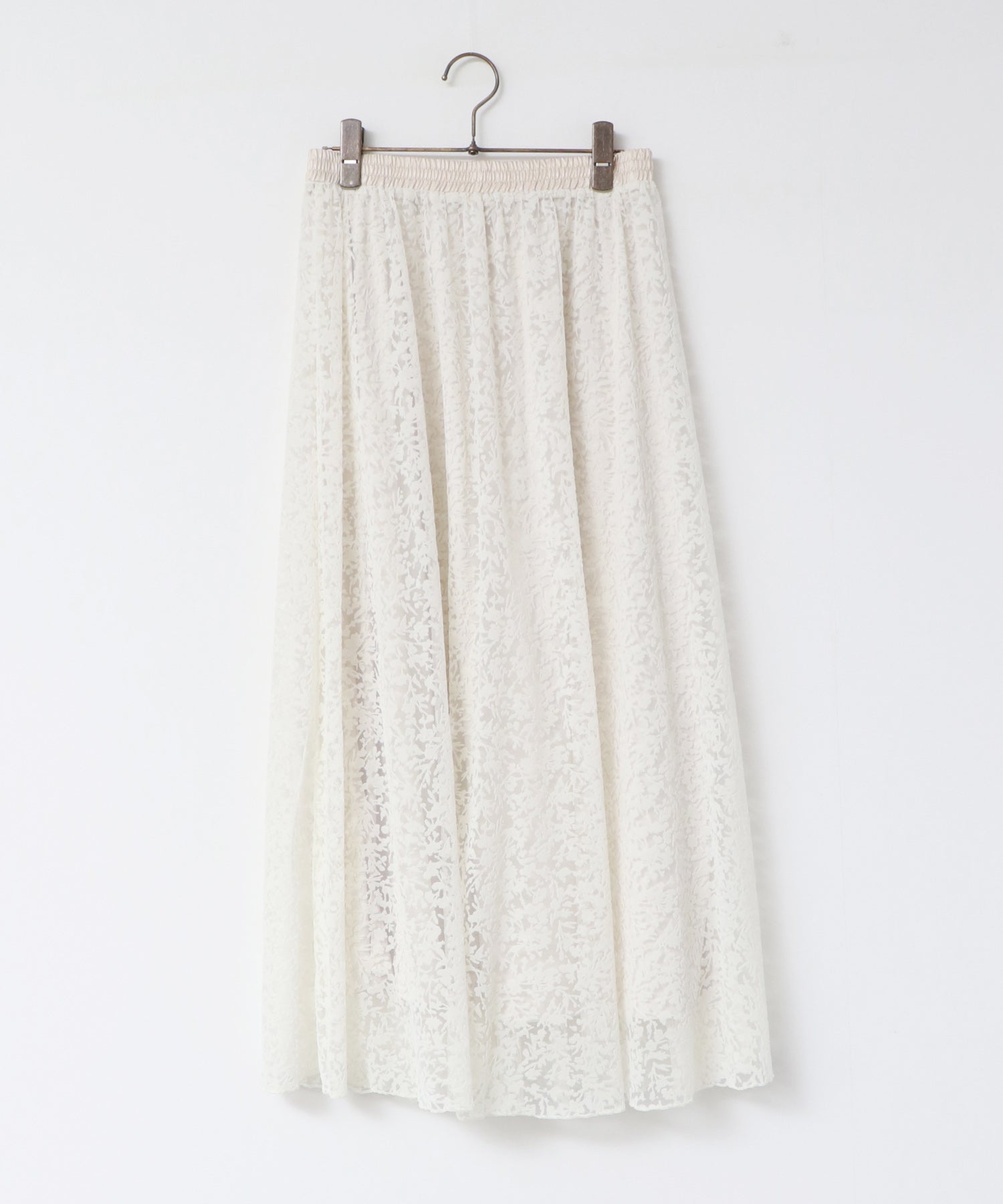 花柄フロッキー チュールフレアスカート