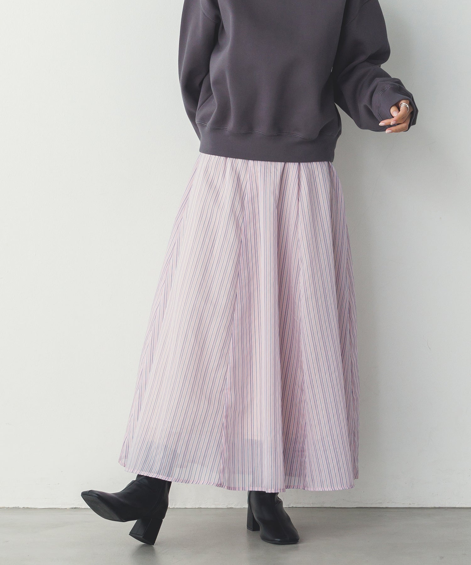 ドビーストライプ シアーフレアスカート