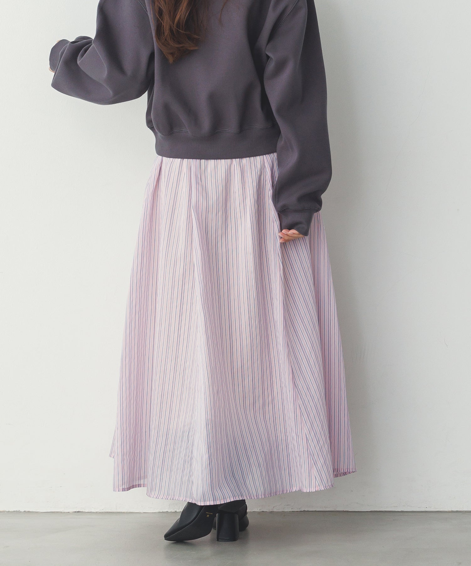 ドビーストライプ シアーフレアスカート
