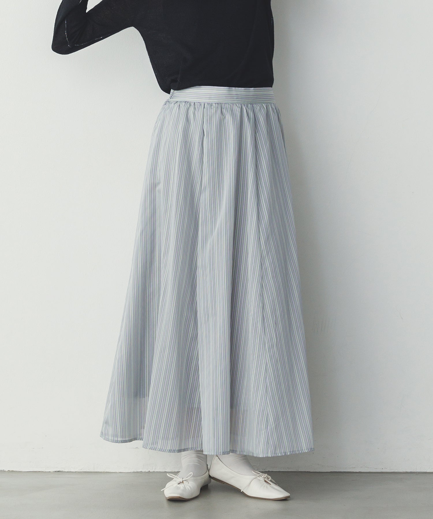 ドビーストライプ シアーフレアスカート
