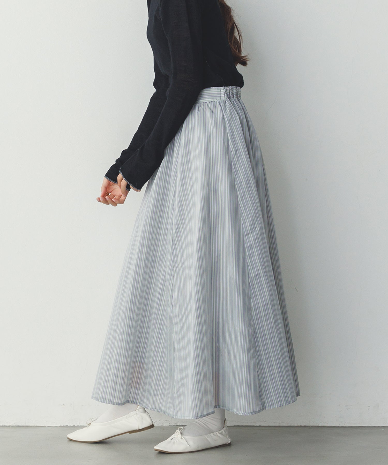 ドビーストライプ シアーフレアスカート