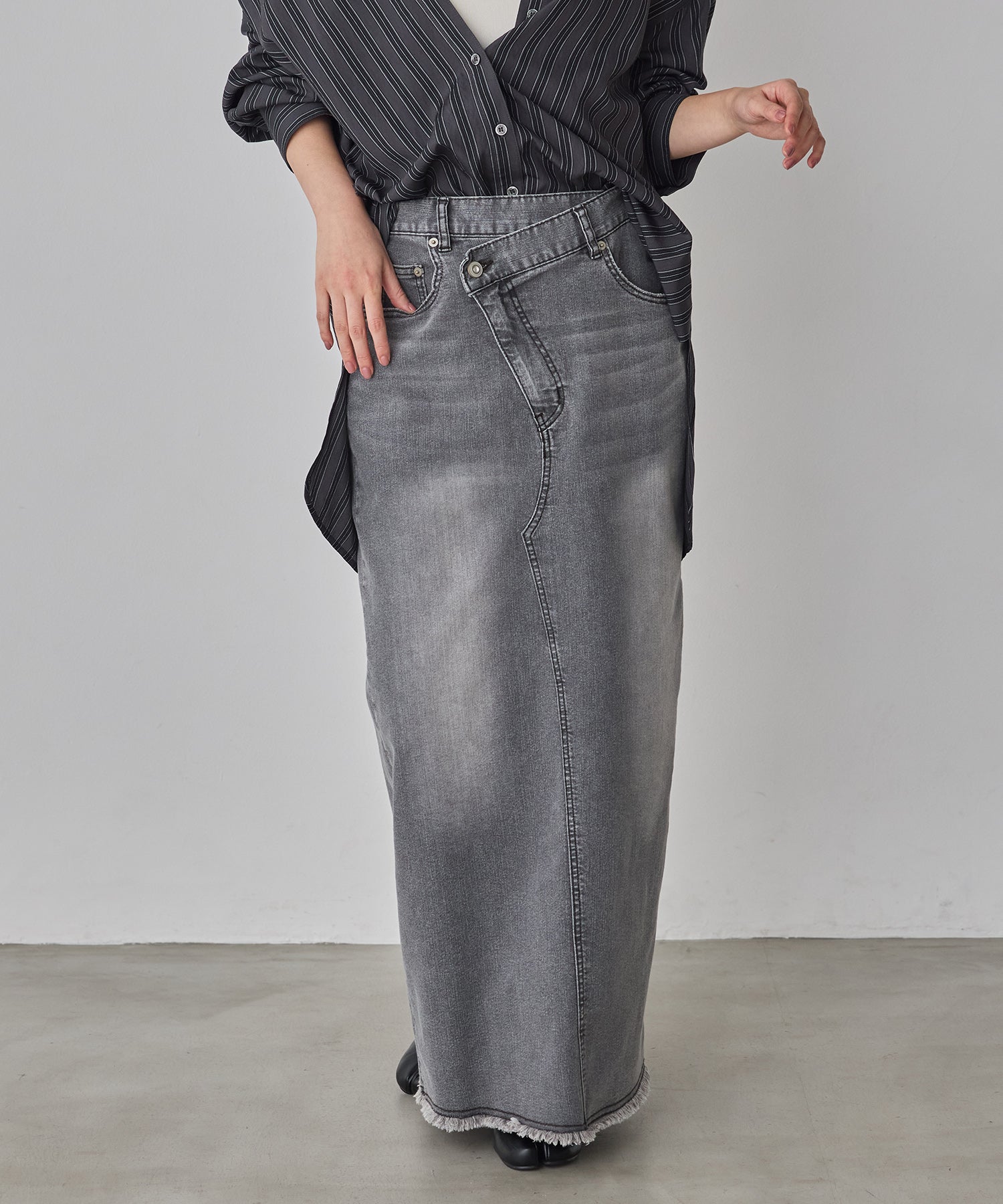 デニム ラップデザイン タイトスカート