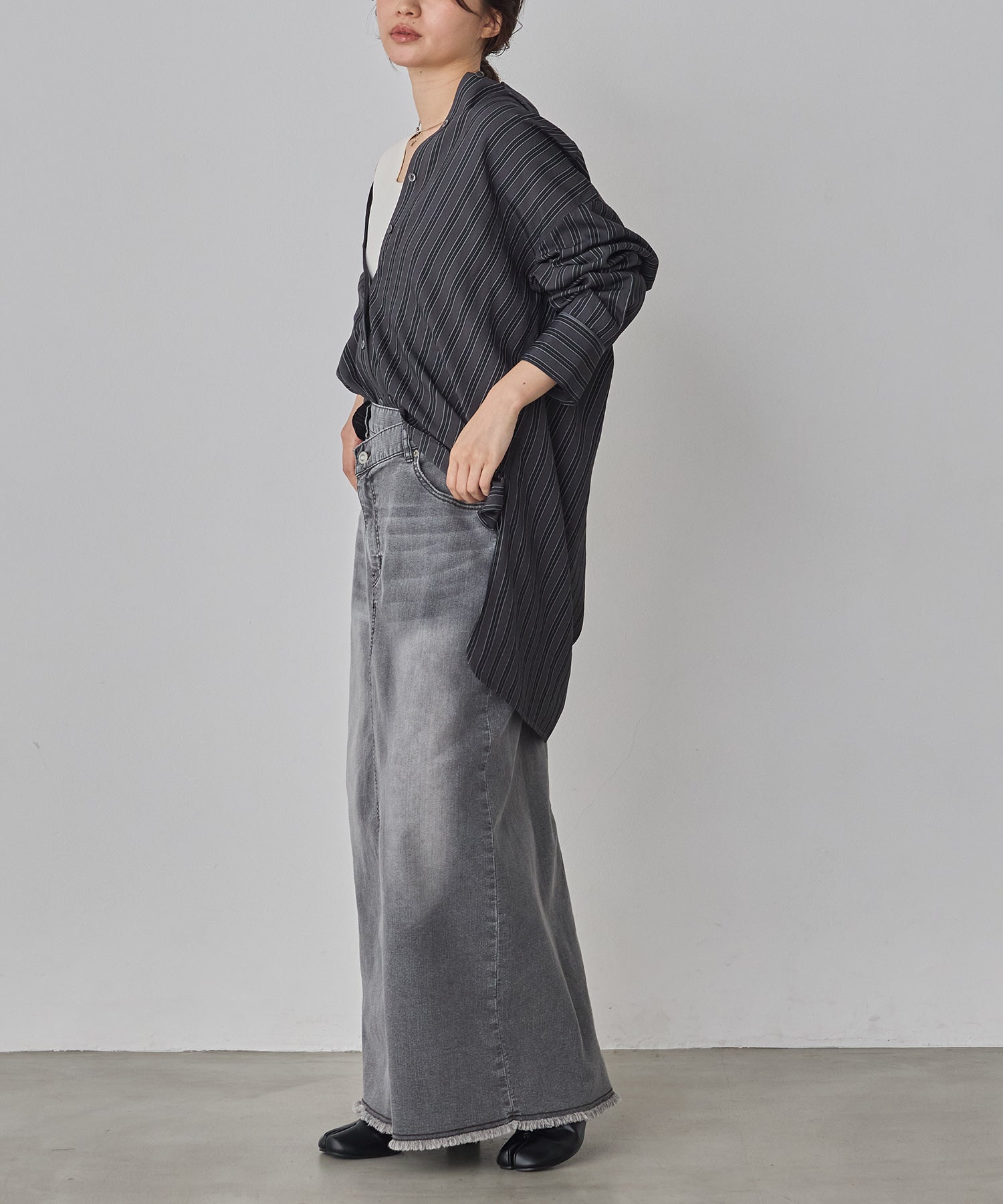 デニム ラップデザイン タイトスカート