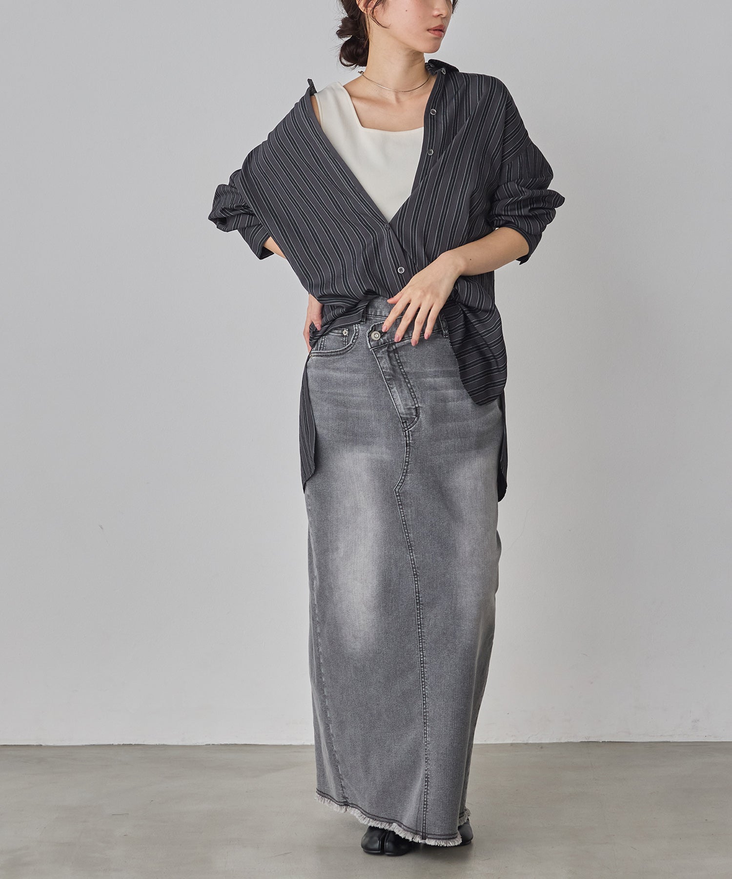 デニム ラップデザイン タイトスカート