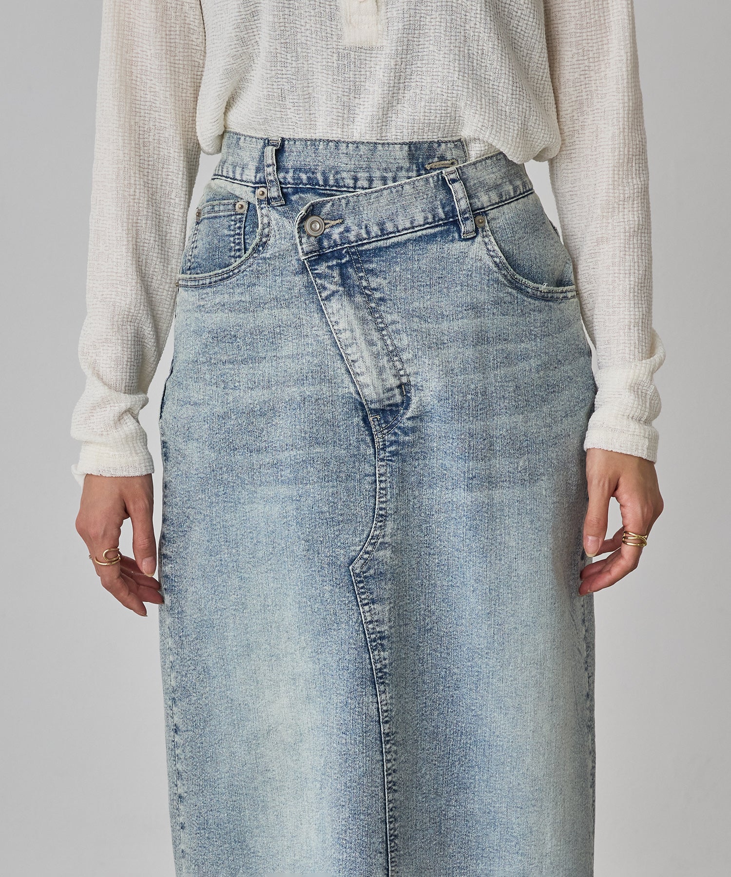 デニム ラップデザイン タイトスカート