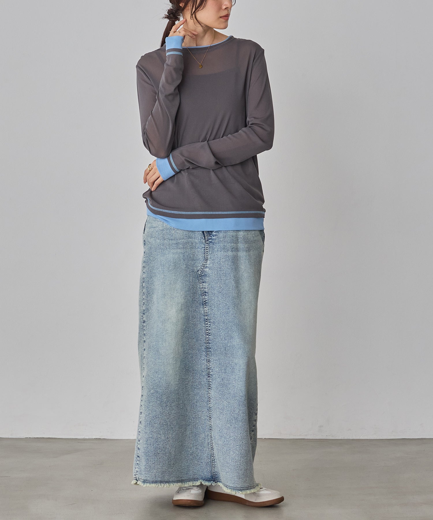 デニム ラップデザイン タイトスカート