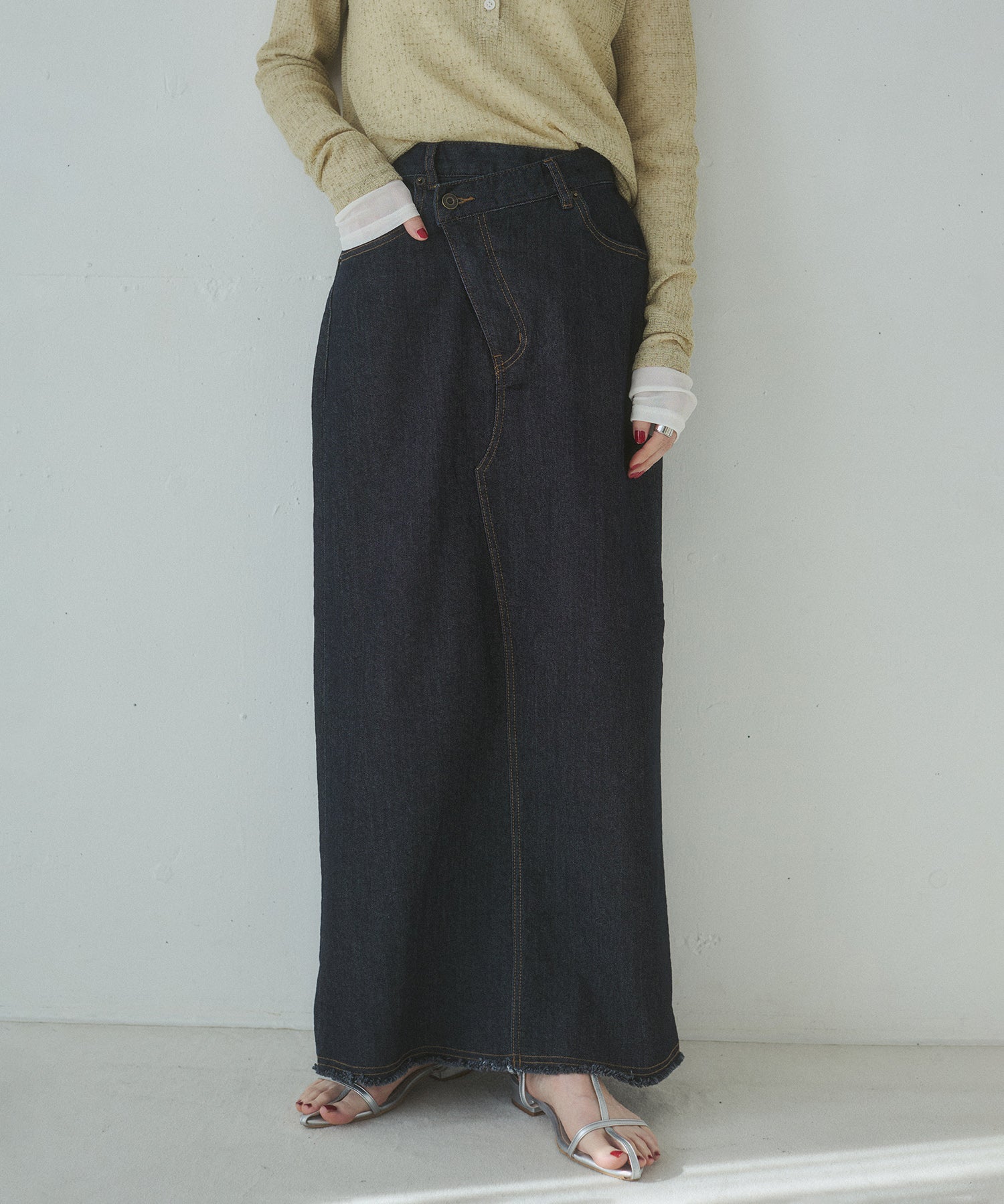 デニム ラップデザイン タイトスカート