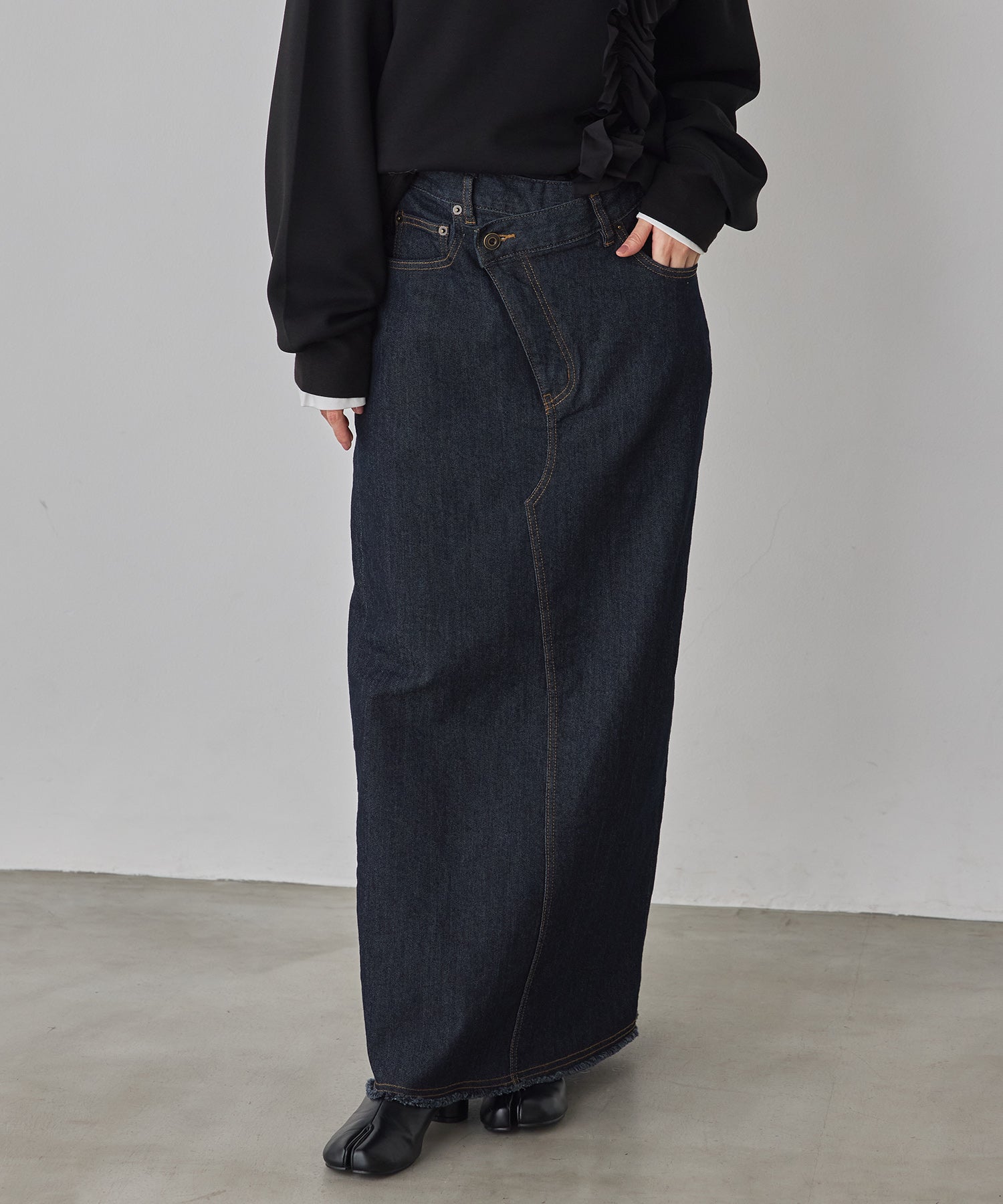 デニム ラップデザイン タイトスカート