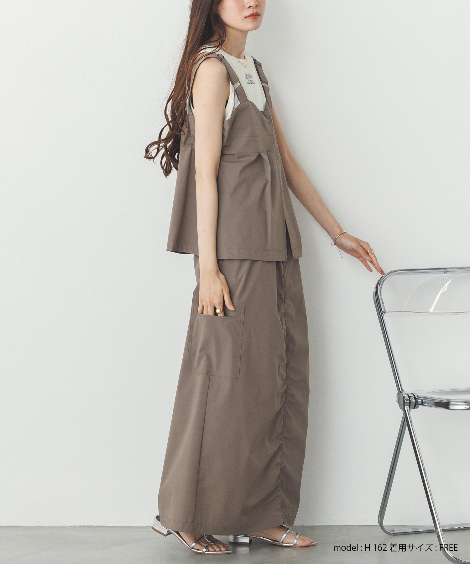 【接触冷感】シャーリング カーゴスカート